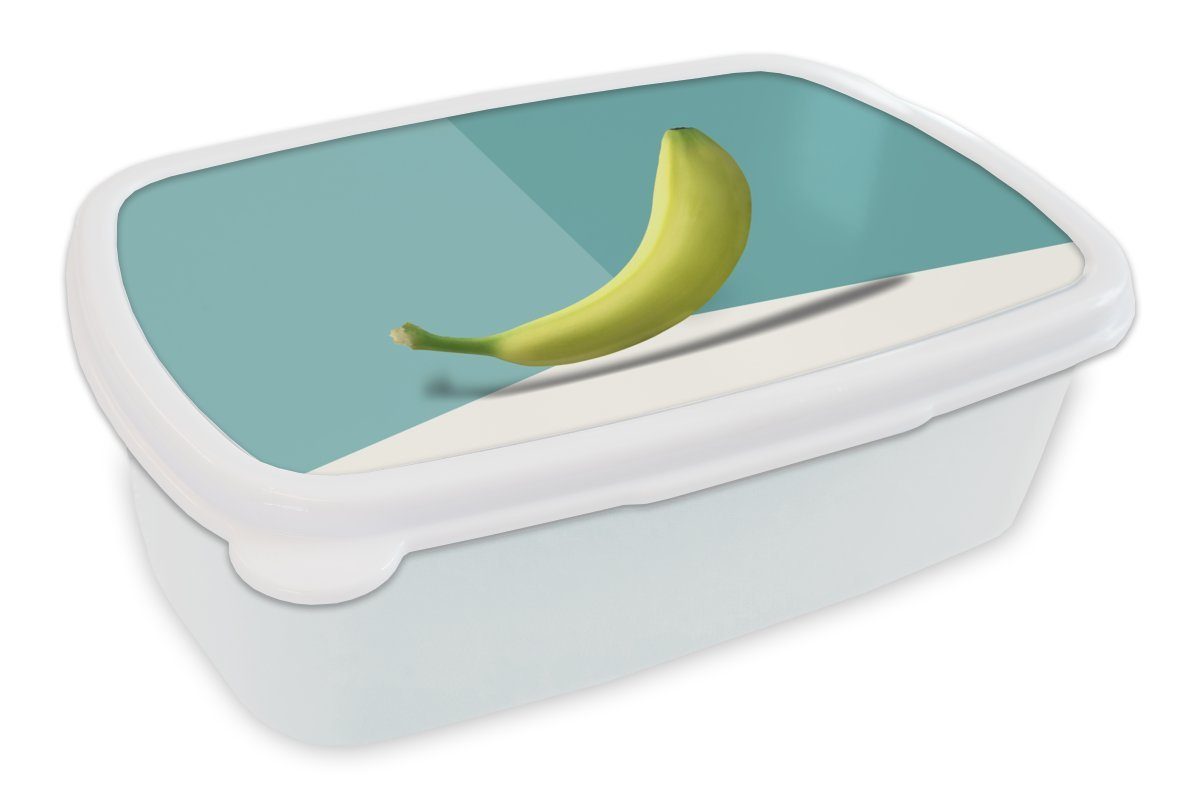 für Kinder (2-tlg), Kunststoff, MuchoWow Jungs Brotbox und für Banane Lunchbox Erwachsene, - - und weiß Obst, Gelb Brotdose, Mädchen