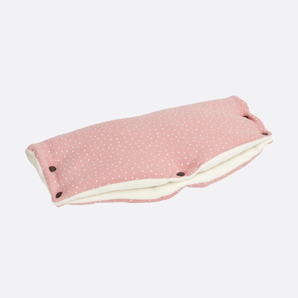 KraftKids Kinderwagen-Handwärmer Musselin rosa Punkte, Innenseite aus dickem Fleece