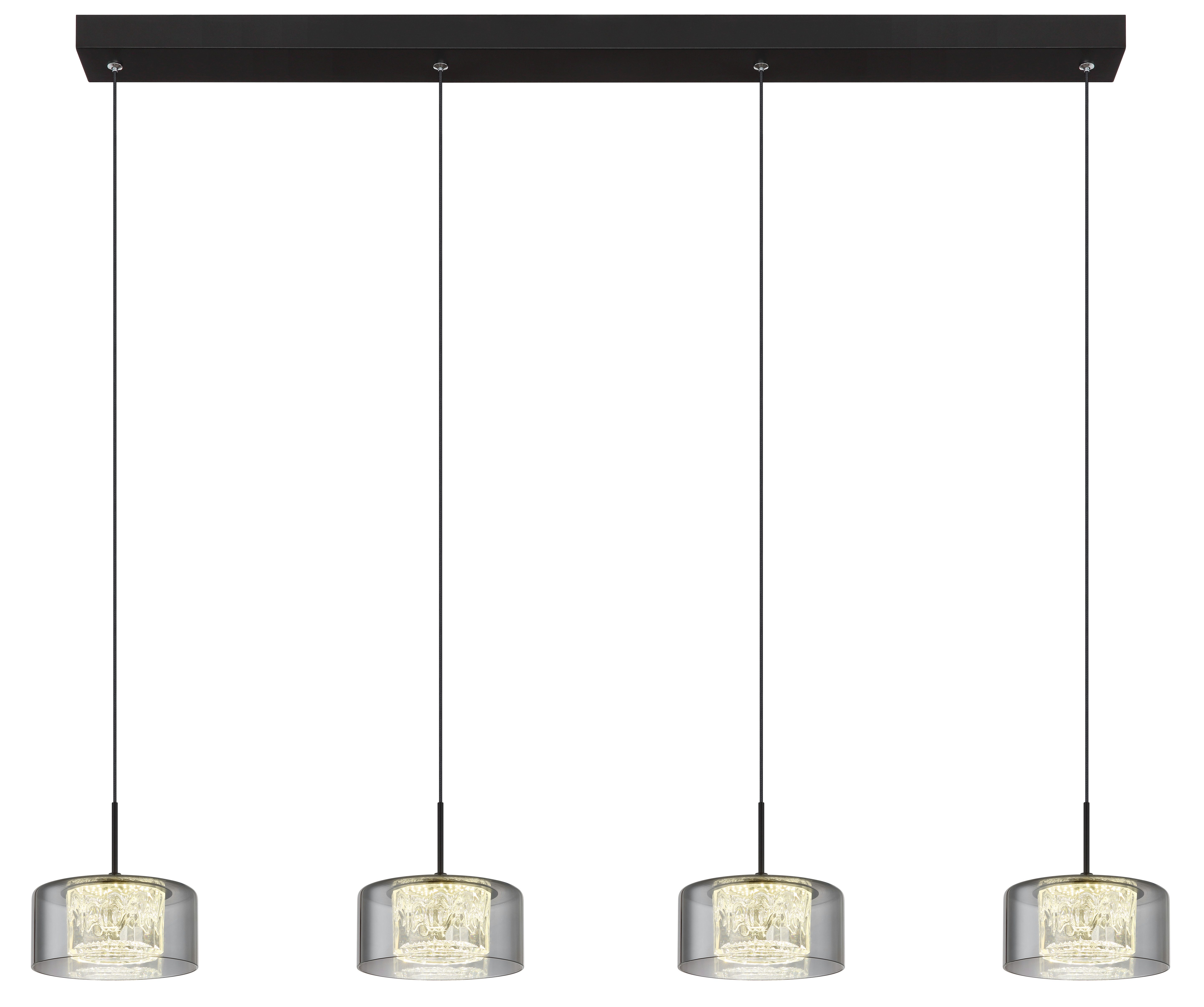 GLOBO LIGHTING LED Pendelleuchte FOGSY, LED fest integriert, Tageslichtweiß, Hängelampe/Pendelleuchte/Glas rauchfarben/Höhe kürzbar/Esstisch