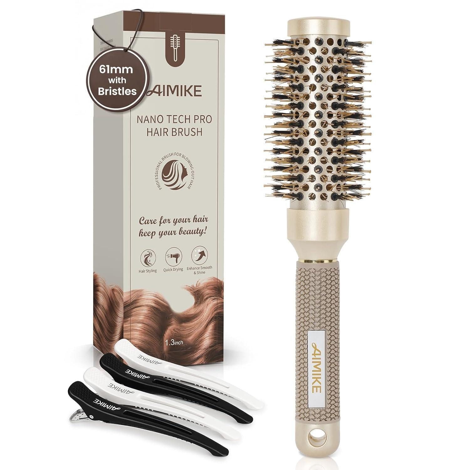 LuxusKollektion Rundbürste Große Rundbürste 32mm mit Wildschweinborsten und ergonomischem Griff