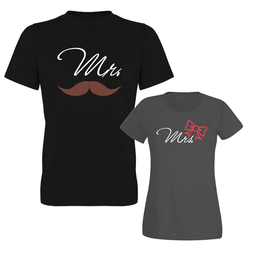 G-graphics T-Shirt Mr. & Mrs. (Partner- / Paar-Set, Einzelteile zum selbst zusammenstellen) Aufdruck auf der Vorderseite