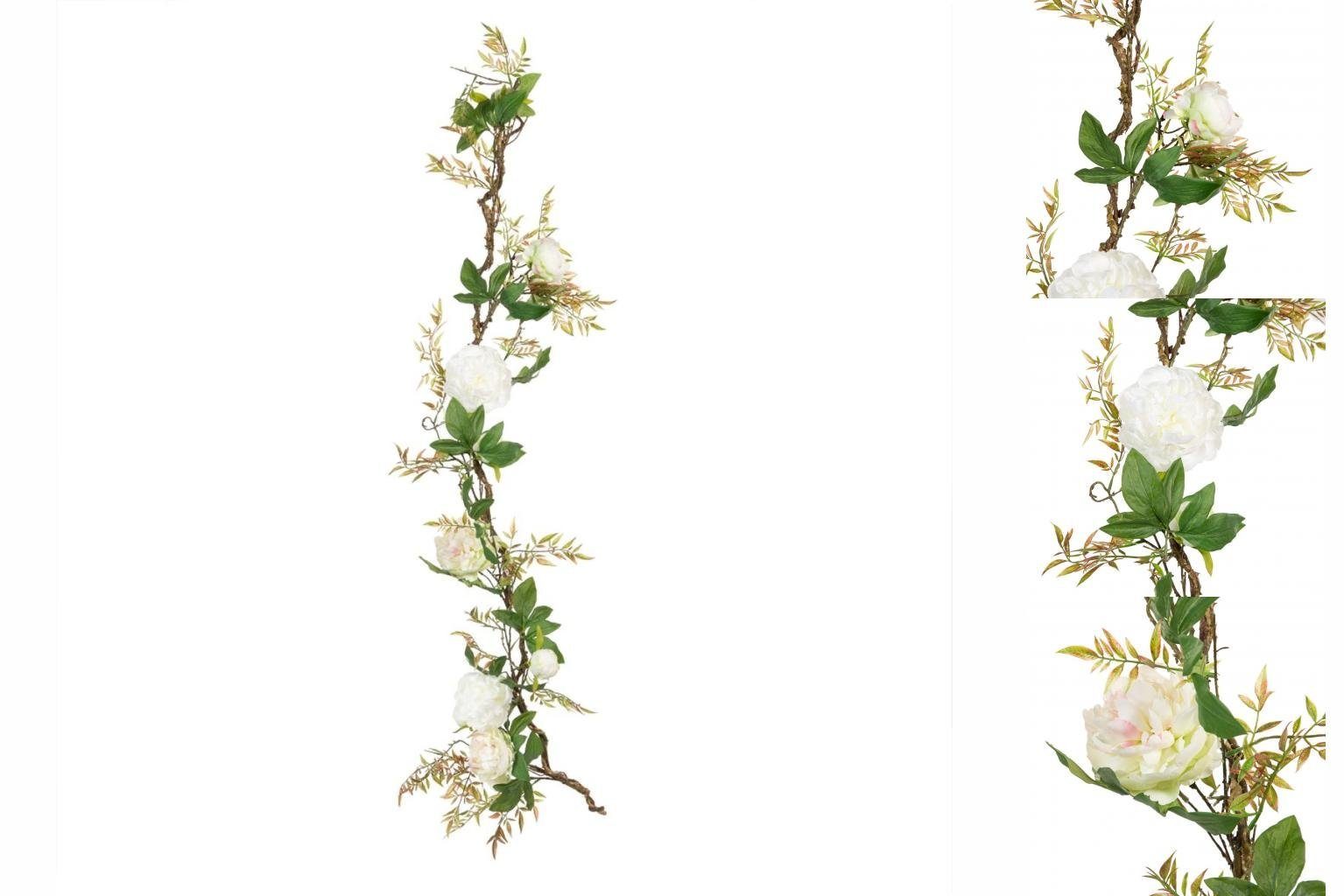 Künstliche Zimmerpflanze Deko-Blumen 160 x 30 x 24 cm Weiß Pfingstrose, Bigbuy, Höhe 24 cm