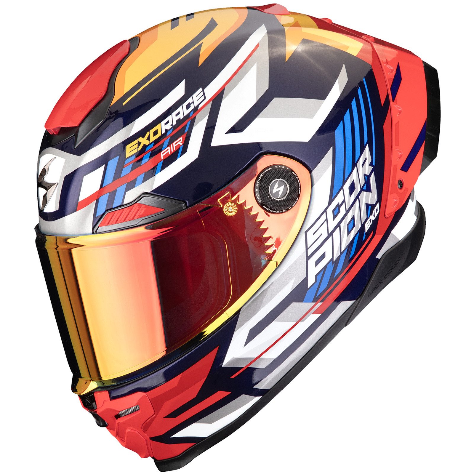 Scorpion Exo Motorradhelm Scorpion EXO-Race Air Kobra Integralhelm Blau / Gelb / Rot L (1er Set), integralhelm motorrad