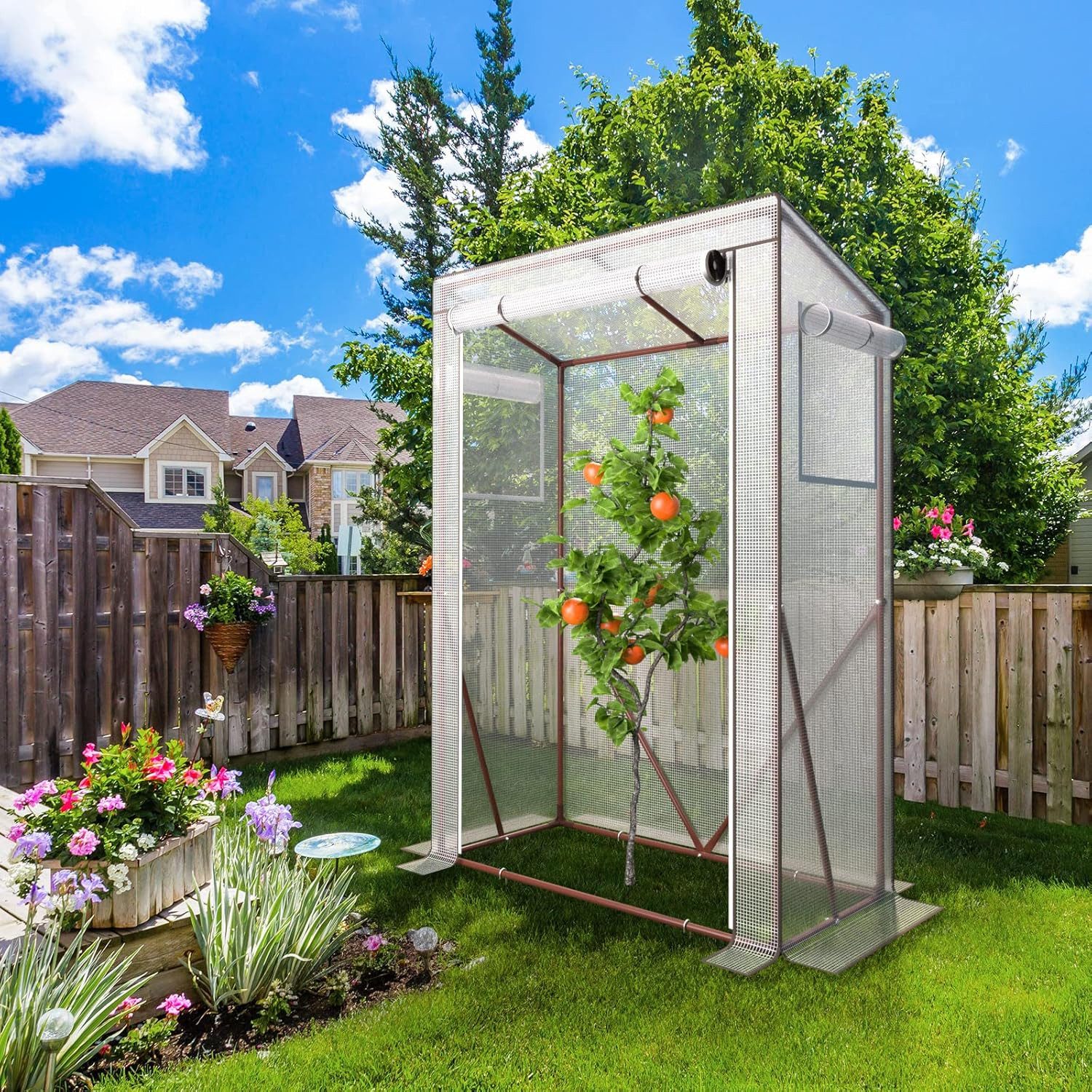 UDPATIO Foliengewächshaus Tomaten Gewächshaus, klein Foliengewächshaus 150x100x50cm