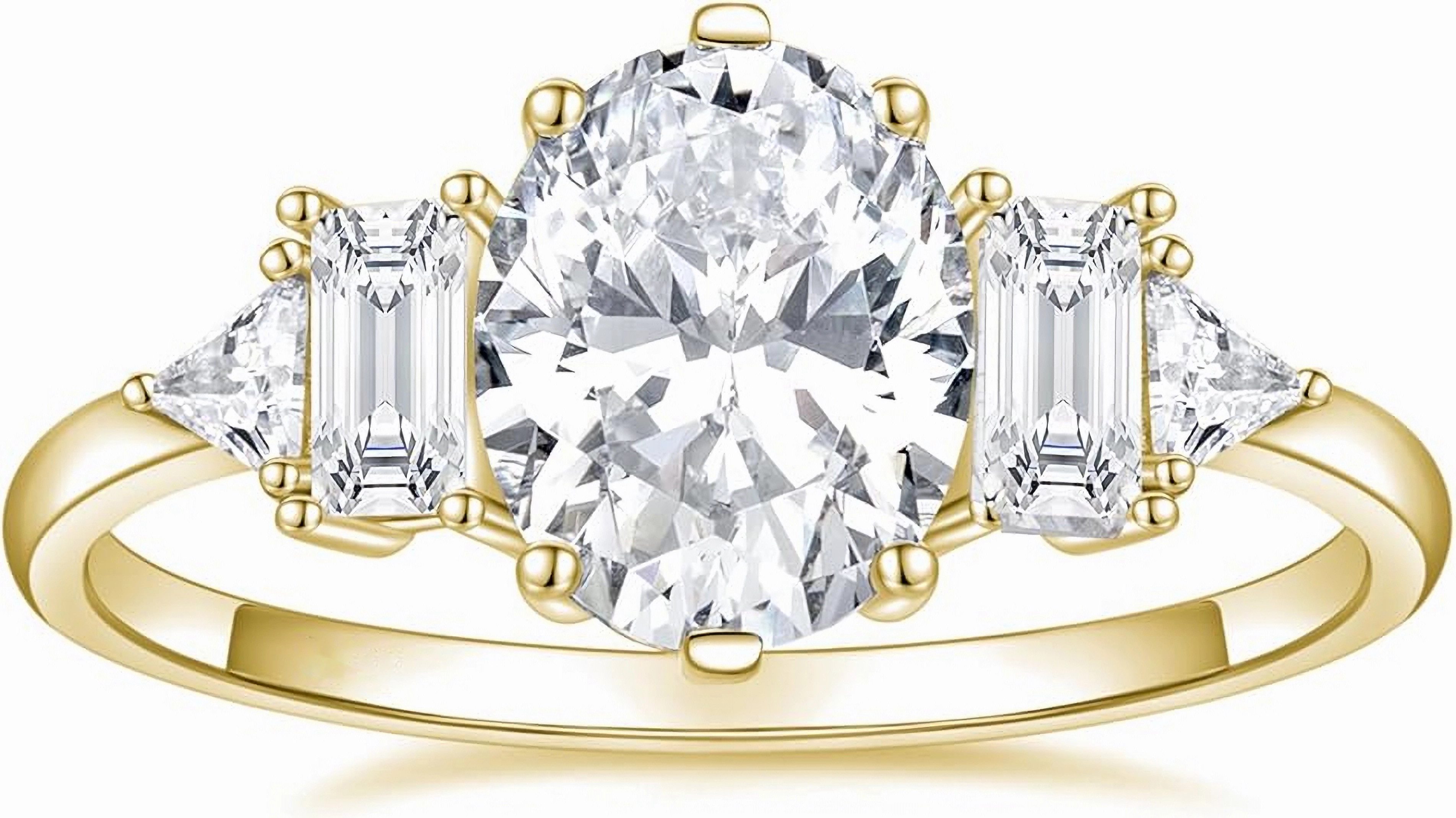 Jumpeak Trauring 585 Gold, 3Karat Diamant im Ovalschliff, Damen-Diamantring, E,vvs2,2EX,IGI Zertifikat,Damenring,Geschenk zum Jahrestag