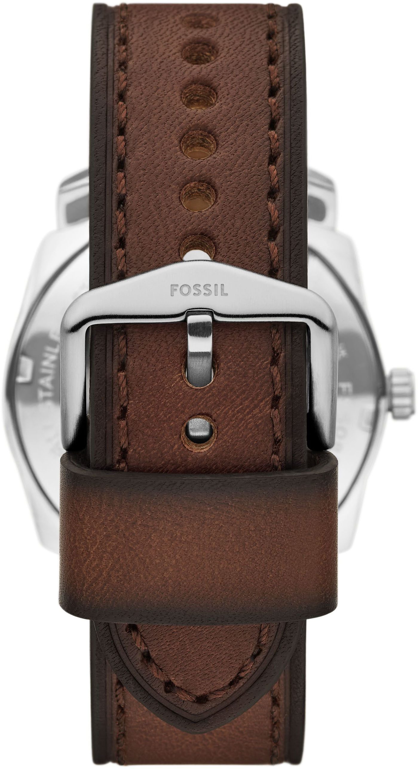 Fossil Quarzuhr MACHINE FS6085, Armbanduhr, Herrenuhr, Lederarmband, analog, Tag