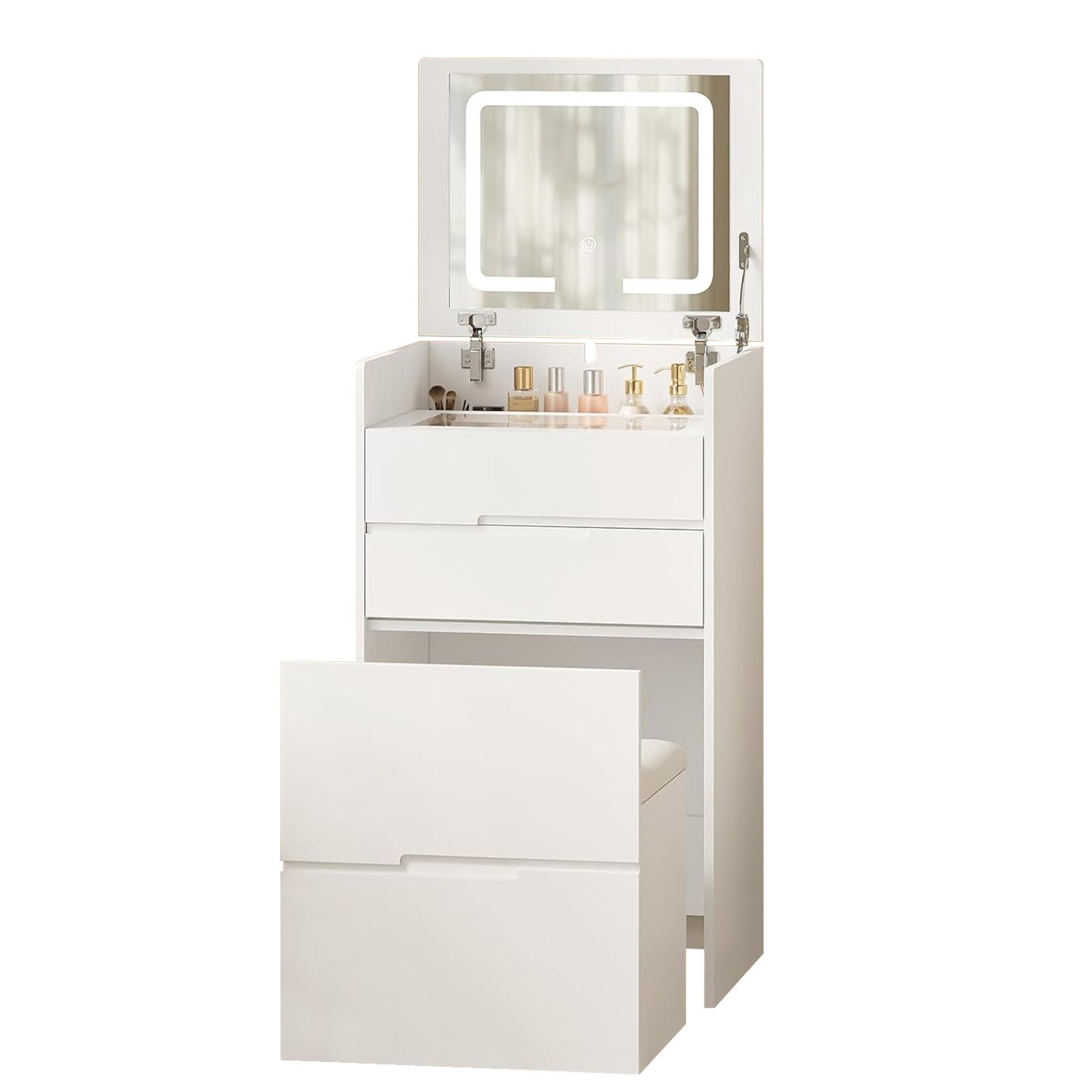 KIMENICH Schminktisch Kleine mit hochklappbarem Spiegel und LED Beleuchtung günstig online kaufen