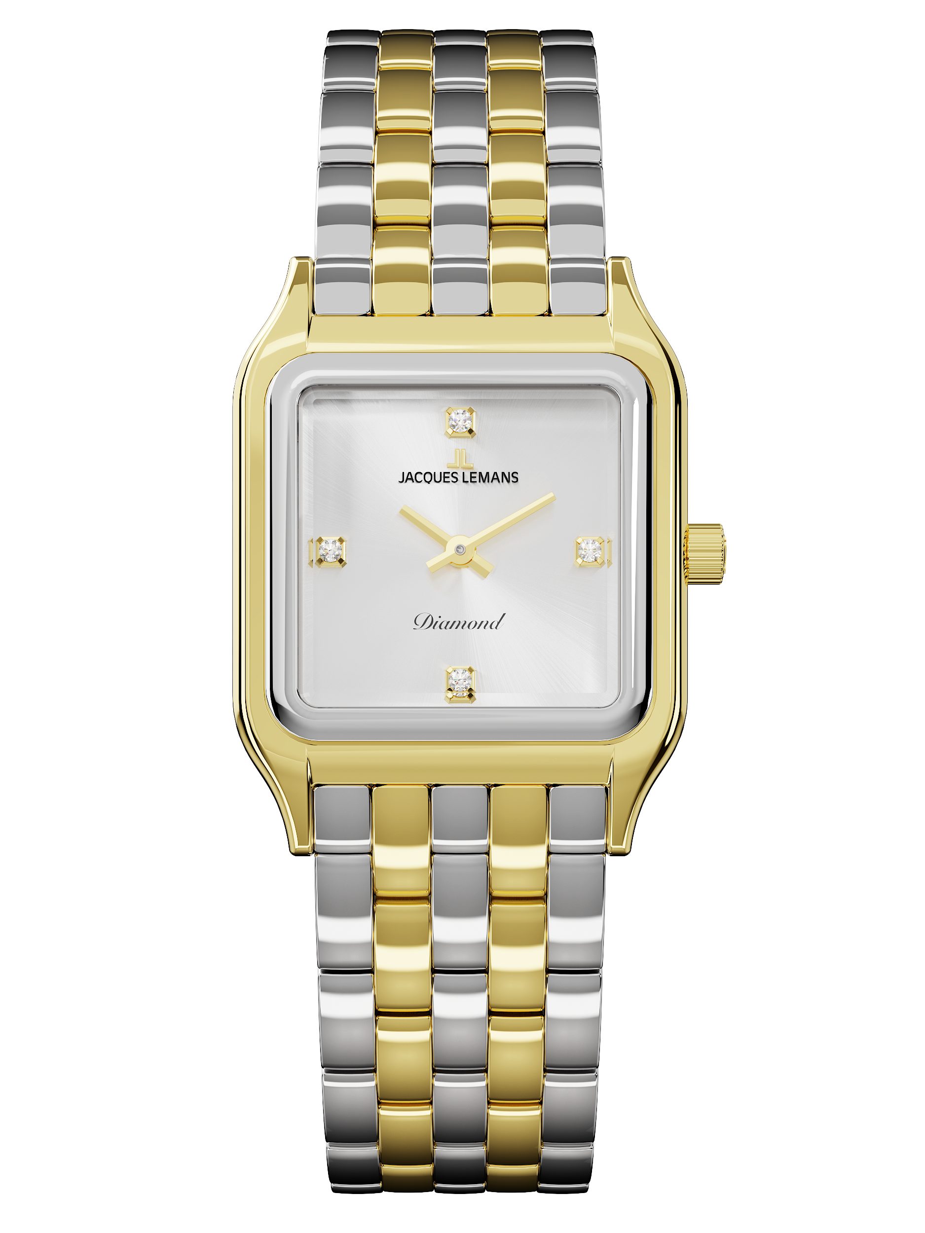 Jacques Lemans Quarzuhr Antwerpen Diamond D-14B, Armbanduhr, Damenuhr, Edelstahlarmband, Lab Grown
