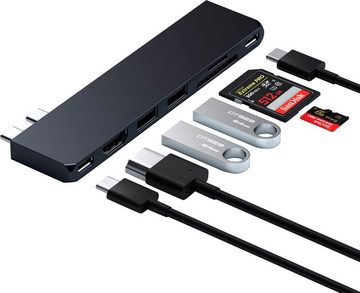 Satechi USB-C Pro Hub Slim Adapter Laptop-Adapter USB-C zu HDMI, MicroSD-Card, SD-Card, USB 4.0, USB Typ A, USB Typ C