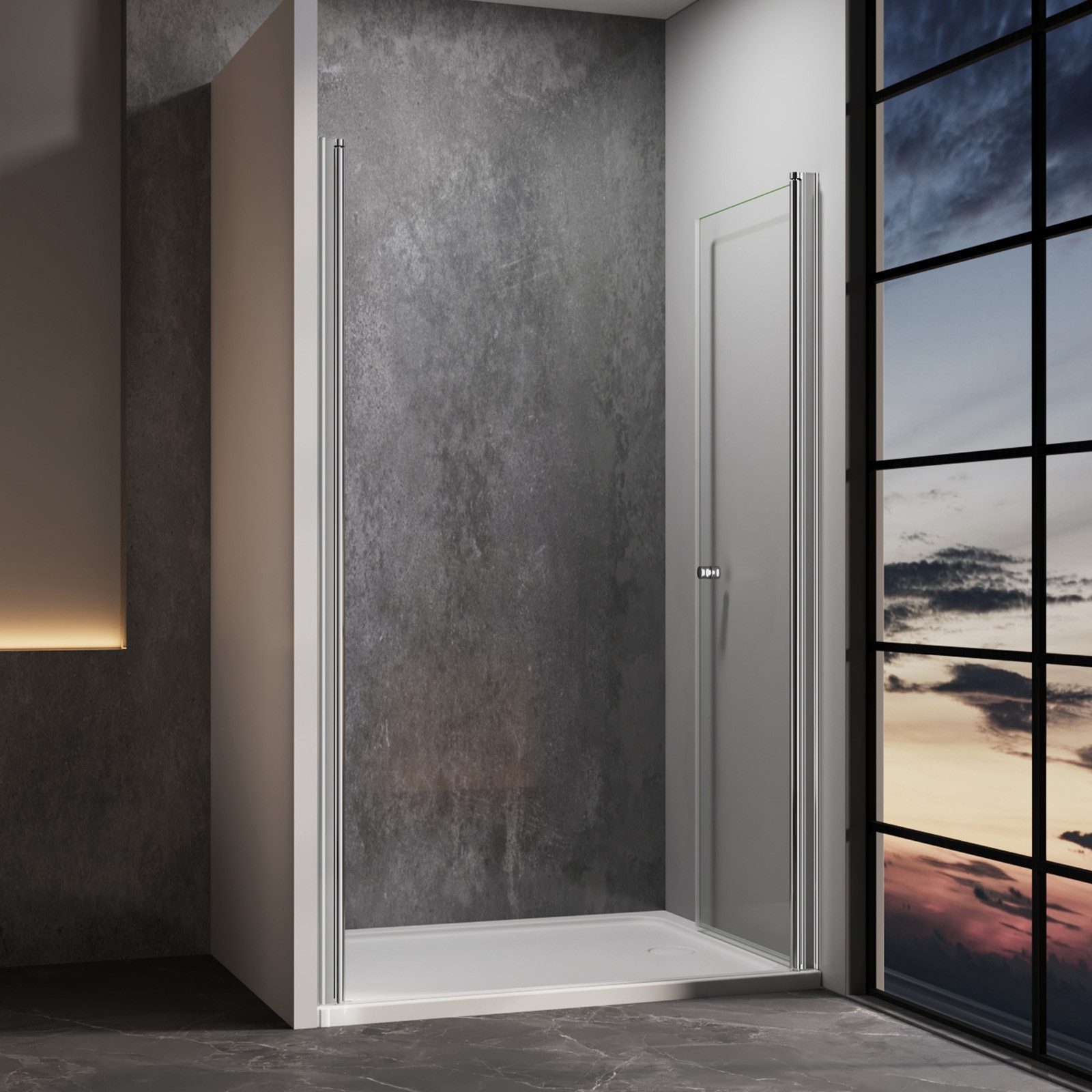 IMPTS Dusch-Drehtür Dusche Nische Duschtür Nischendusche, 70x185 cm, Sicherheitsglas, (Set, mit hochwertigen Aluminiumprofilen in Chrome)
