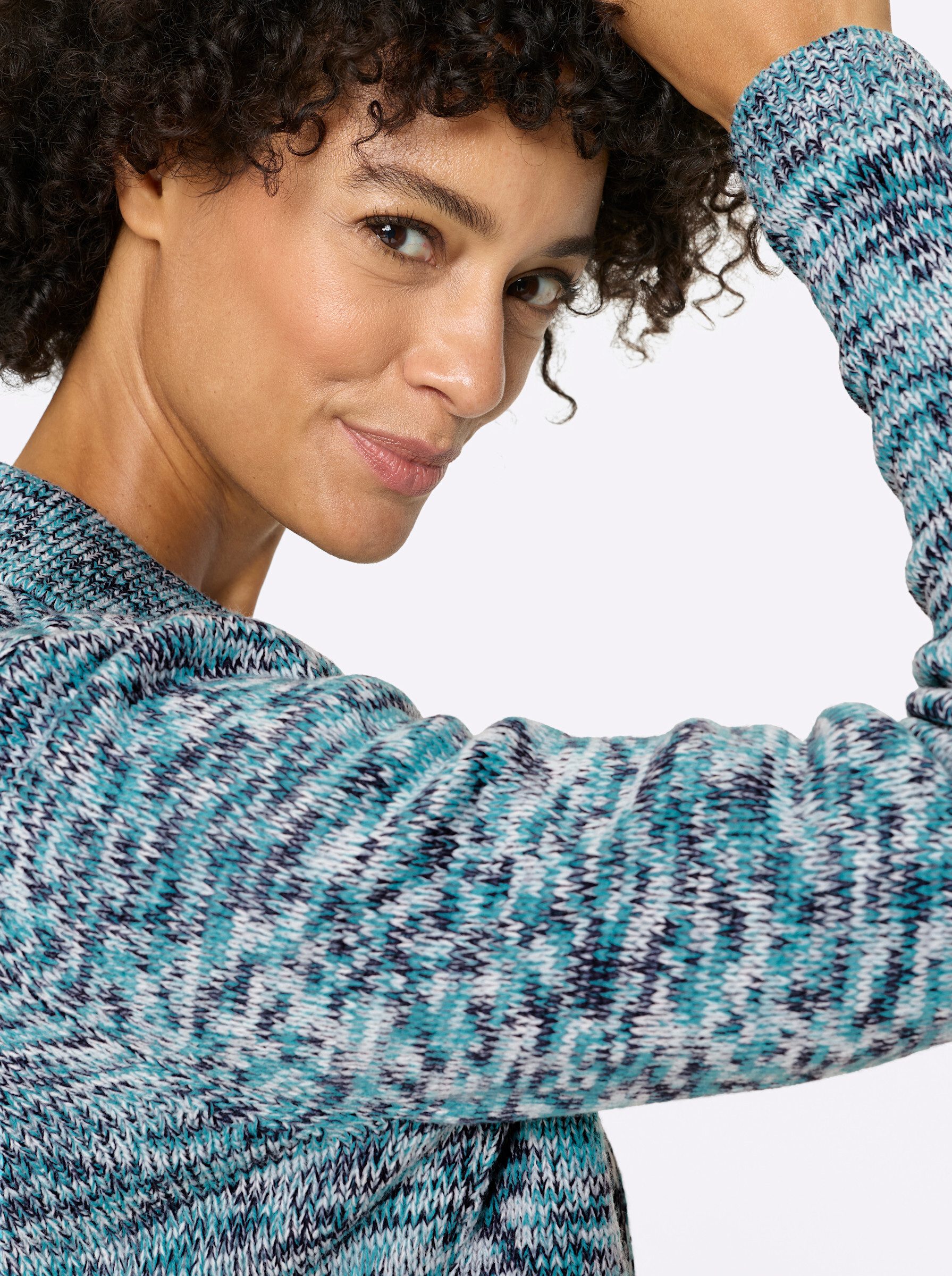 Sieh an! Strickjacke Strickjacke Langarm Mustermix gestrickt