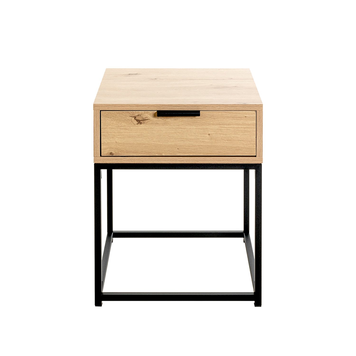 HAKU Konsolentisch Konsole - eiche-schwarz - Metall, Spanplatte - H.50cm x B.40cm (1xKonsole, Beistelltisch - Schminktisch), Wandregal - Ablage - Konsolentisch - Sideboard