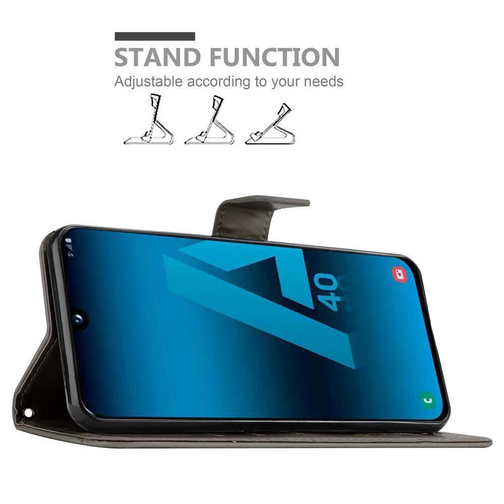 Cadorabo Handyhülle für Samsung Galaxy A40 Hülle Samsung Galaxy A40, Hülle Schutzhülle Blumen Flower mit Standfunktion Kartenfach Magnet