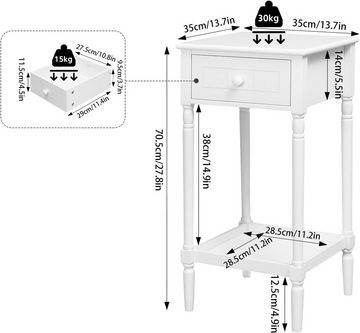 Woltu Nachttisch (1-St), mit Schublade offener Ablage, Schmal, Weiß