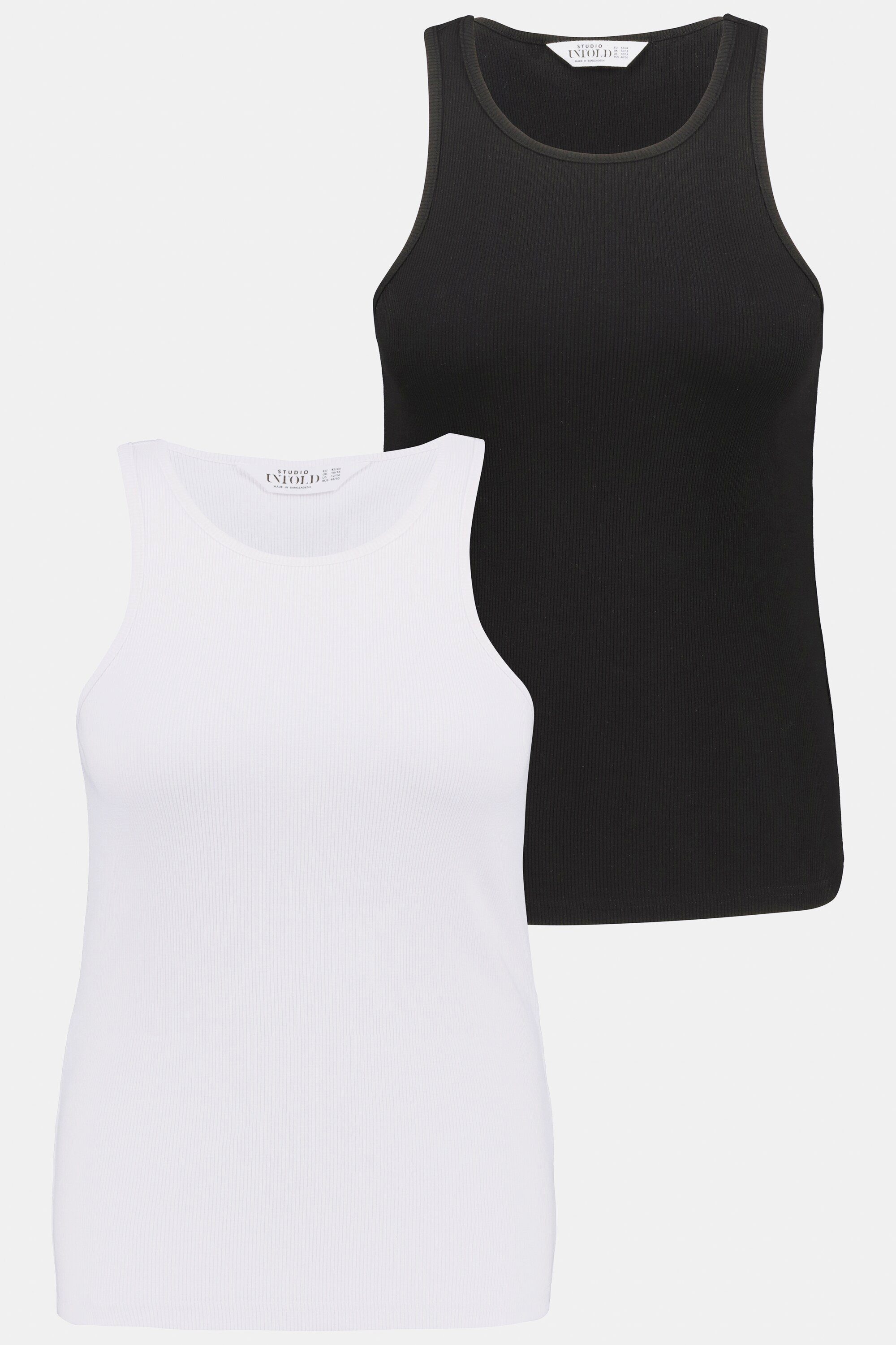 Damen Shirts Studio Untold Rundhalsshirt Basic Tank Top Slim Fit Rundhals gerippt