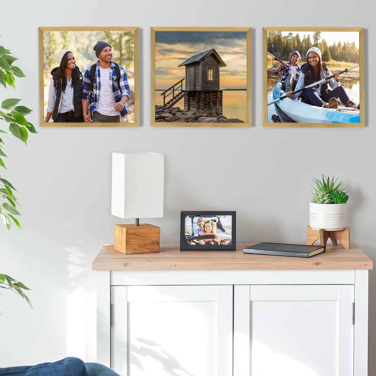 PHOTOLINI Bilderrahmen modern mit bruchsicherem Acrylglas, Holz MDF für Fotos & Poster, für 1 Bilder (1 Einzelrahmen), Posterrahmen 30x30 cm quadratisch zum Auf – Bild 4 von 5