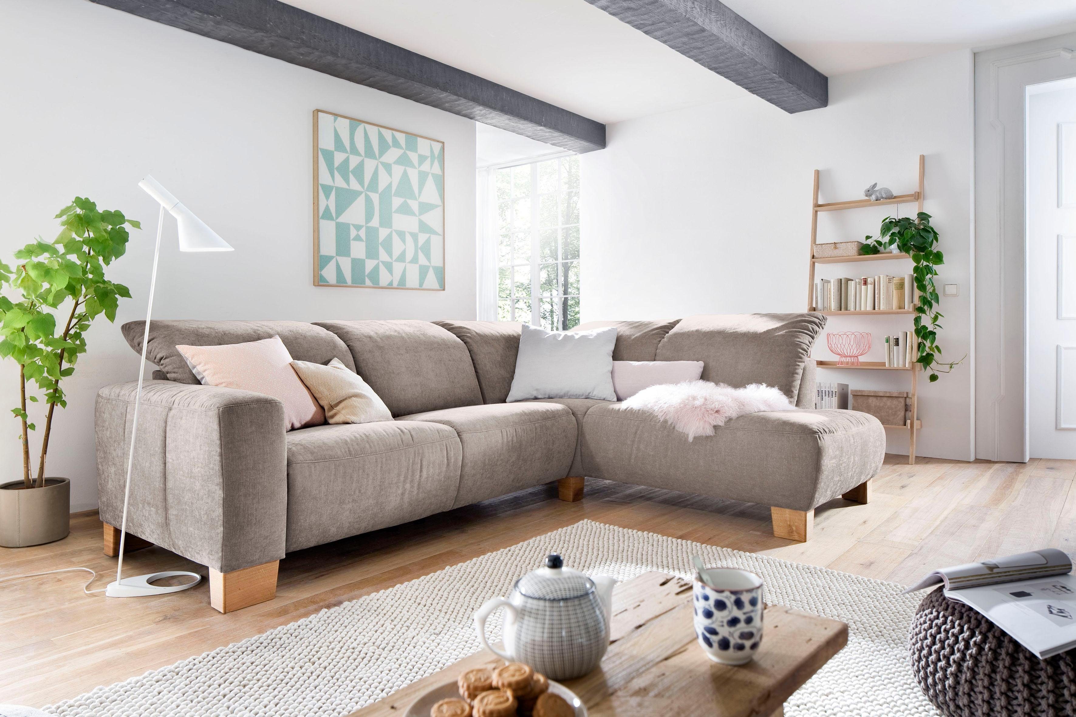 Home affaire Ecksofa Hörnum bequemes Wohlfühlsofa, Federkern, Breite 281cm, L-Form, wahlweise mit motorischer Relaxfunktion, mit verstellbarer Kopfstütze
