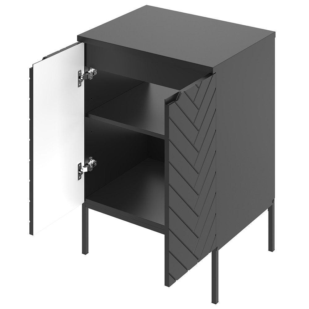 Thumbnail - Lomadox Waschtisch ANGERA-140, Waschbeckenunterschrank 60cm breit mit Waschbecken modern in schwarz