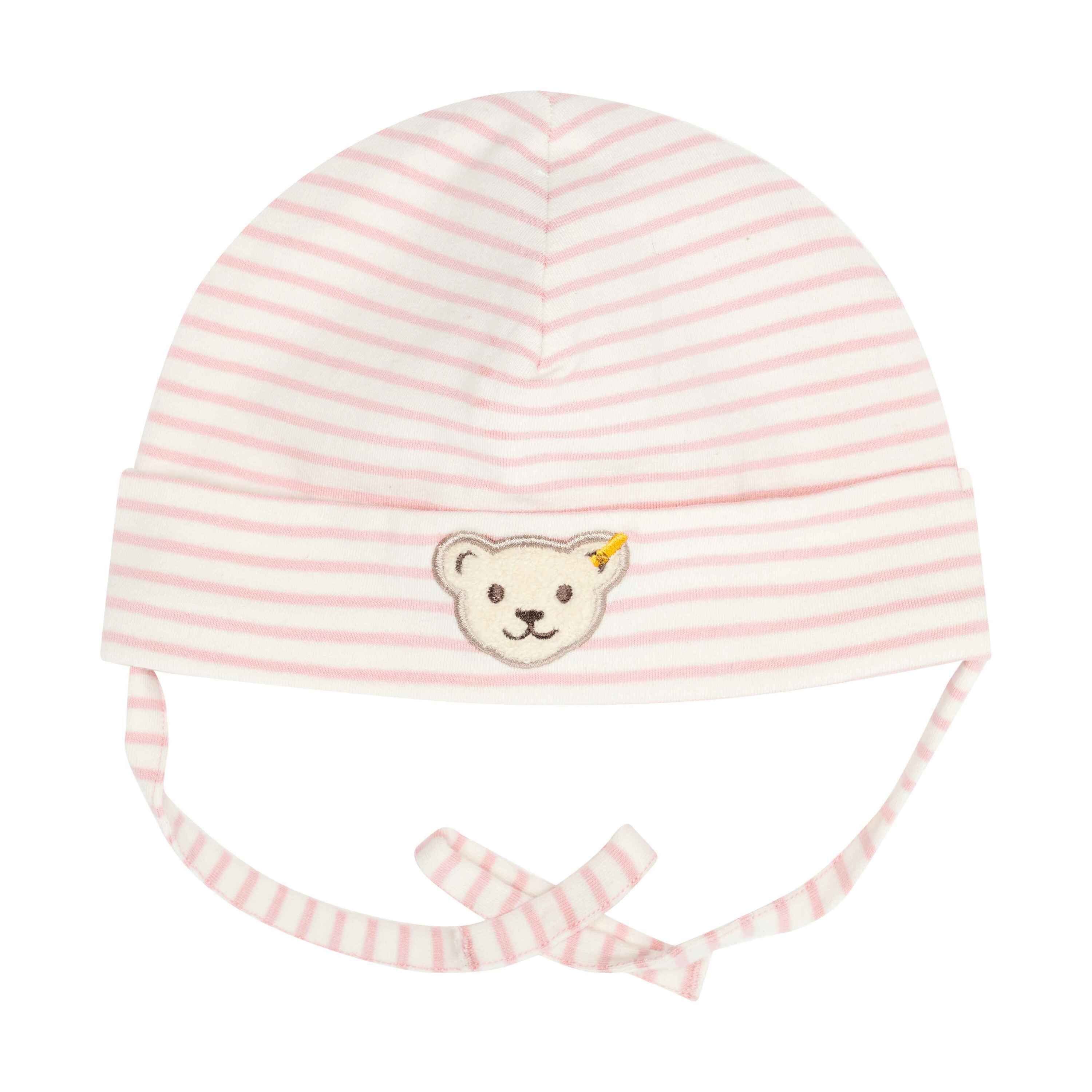 Baby Strickmütze Bommel ohne GOTS Mütze Steiff silver pink Wellness