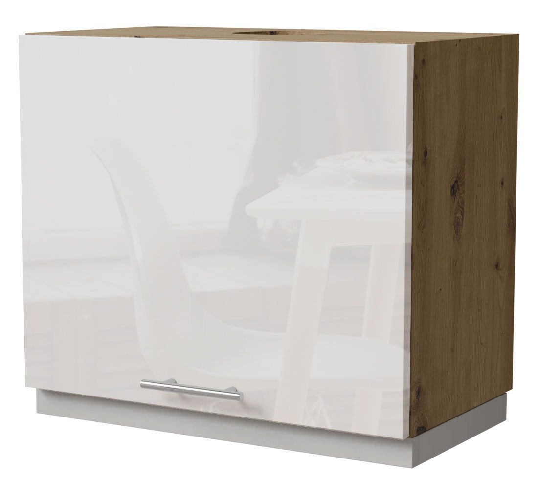 Feldmann-Wohnen Klapphängeschrank Essen (W8/60, 1 Klappe, innen 1 Fach, 1-St., moderne Optik, lackierte Fronten) 60x32,5x50cm Eiche Artisan - weiß Hochglanz (ES-W8/60)