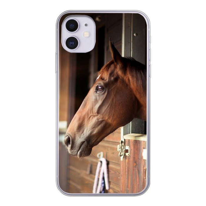 MuchoWow Handyhülle Pferd - Stall - Sonne Handyhülle Apple iPhone 11 Smartphone-Bumper Print Handy