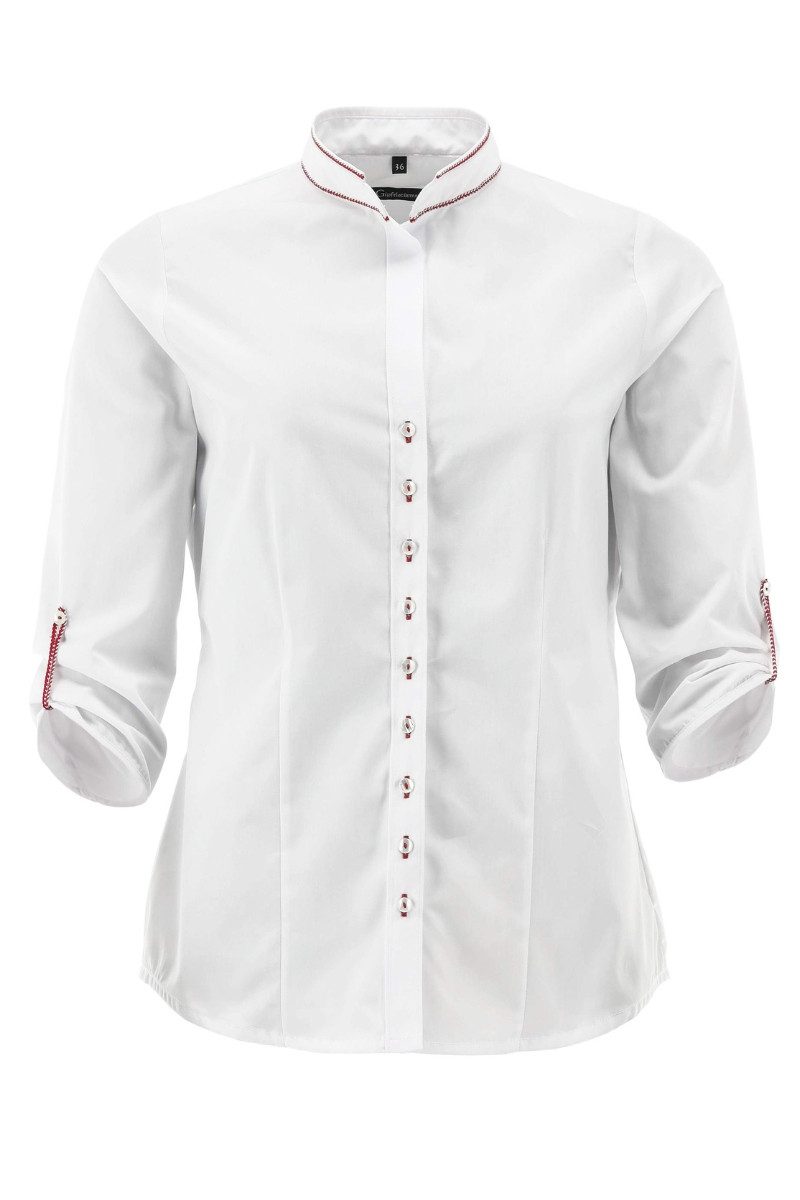 Orbis Textil GmbH & Co. KG Trachtenbluse Trachtenbluse - DANIELA - weiß/mittelrot, weiß/natur