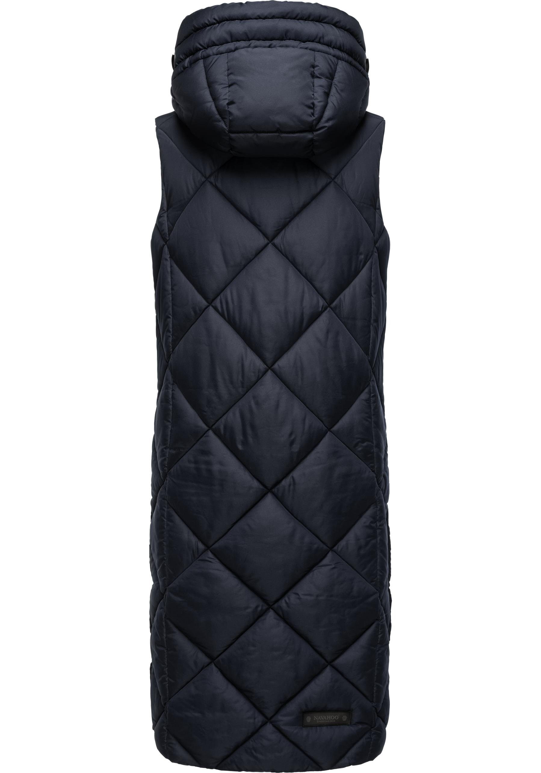 Navahoo Steppweste Schnuckel warme Damen Outdoor-Weste lang mit Kapuze