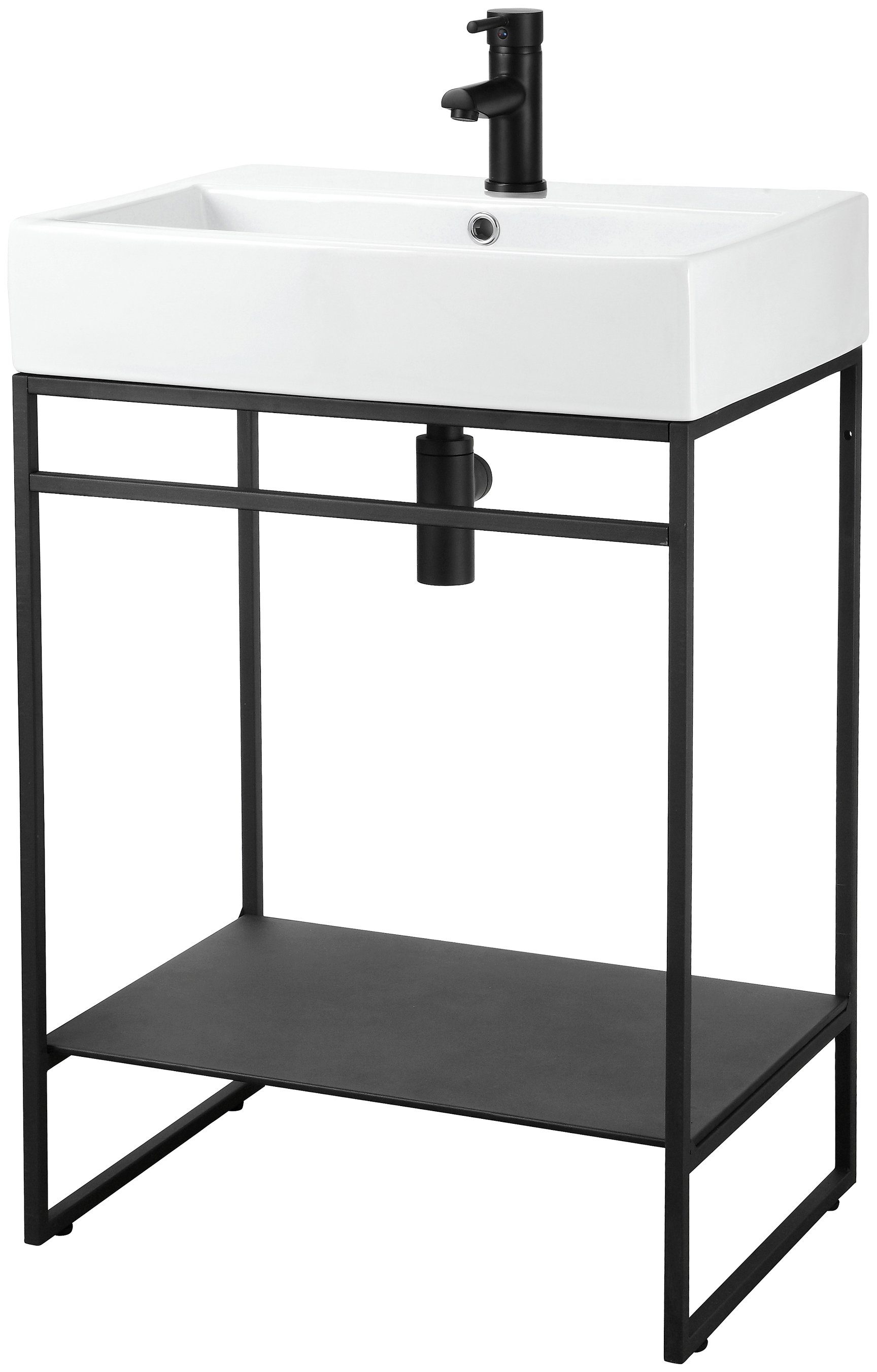 welltime Waschtisch Loft, Badmöbel, schwarz, mit Keramikwaschbecken, Breite günstig online kaufen