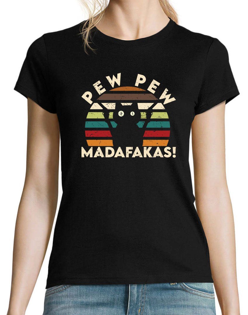 Youth Designz T-Shirt Pew Pew Madafakas Damen Shirt mit lustigem Katzen Pri günstig online kaufen