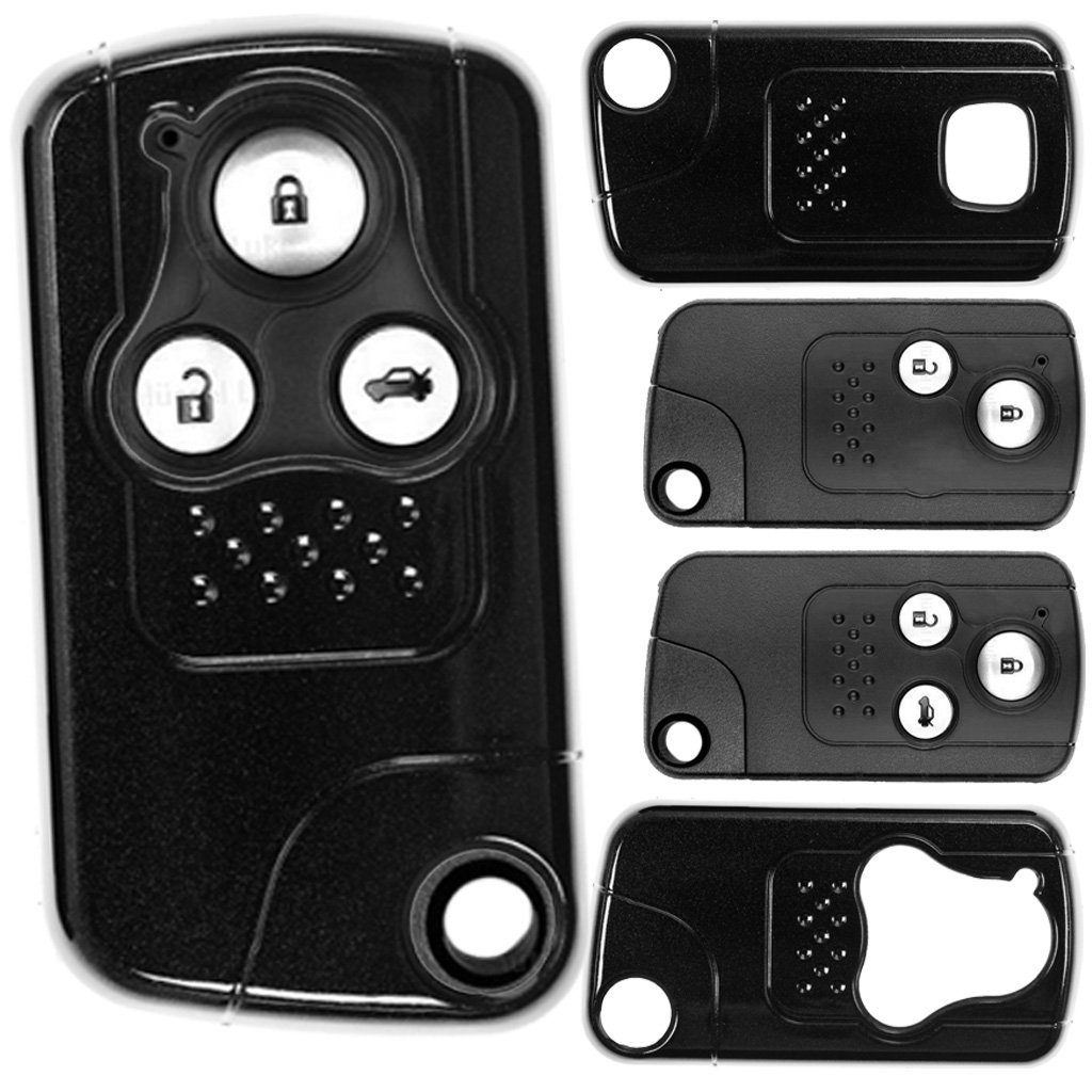 mt-key Schlüsseltasche Autoschlüssel Hardcover Schutzhülle Metallic Schwarz, für Honda Civic Jazz CR-V KEYLESS SMARTKEY