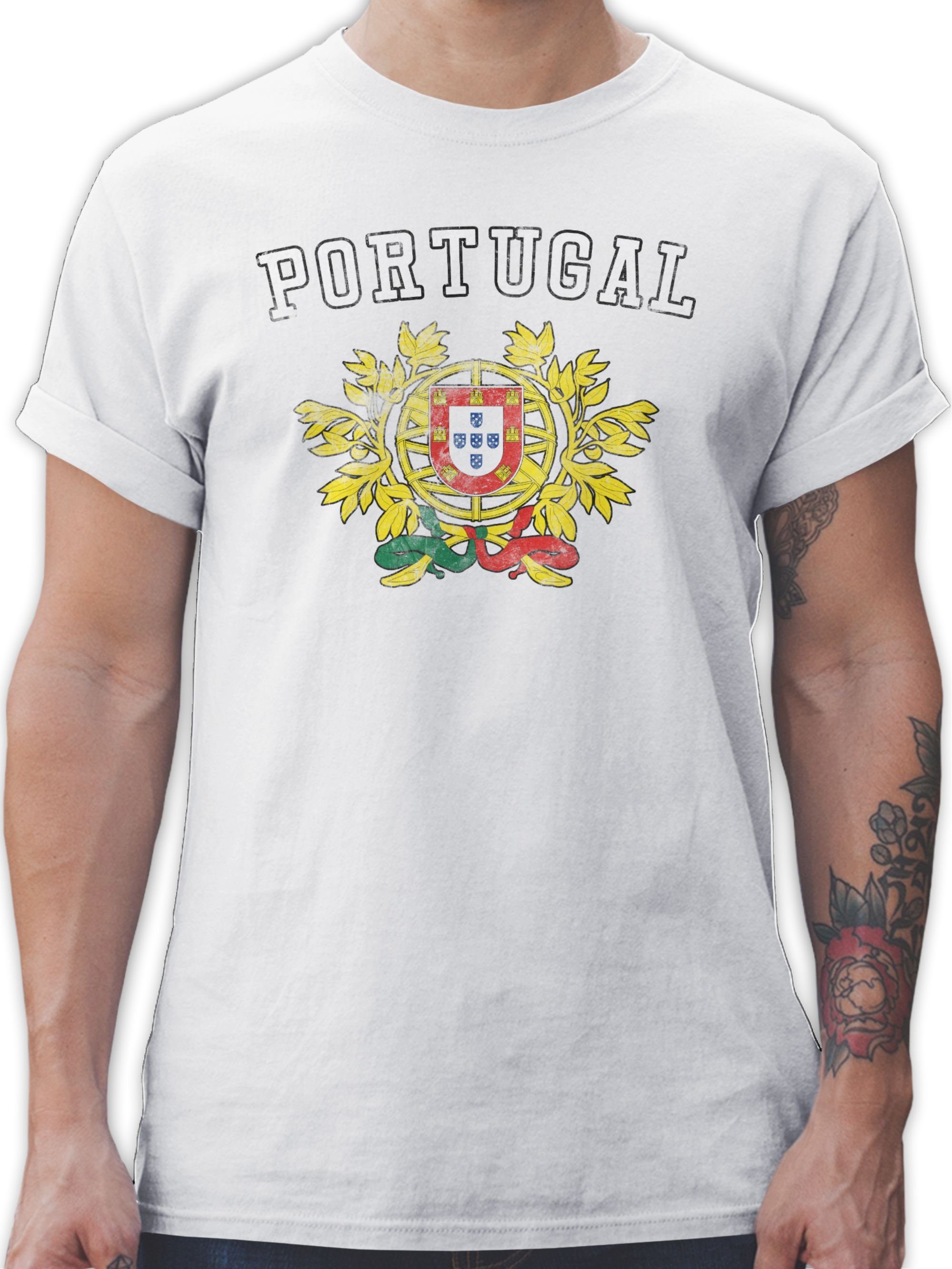 Shirtracer T-Shirt Portugal Wappen WM Fussball EM 2024 3 Weiß