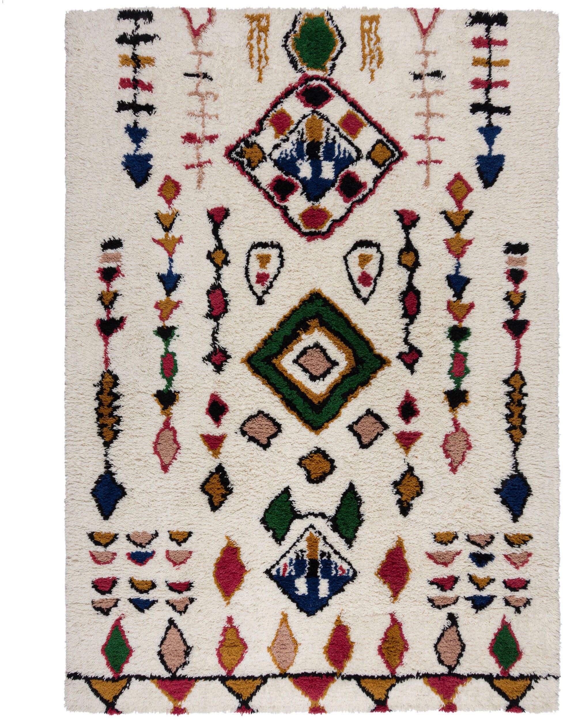 FLAIR RUGS Wollteppich Fes Shaggy, rechteckig, Höhe: 25 mm, Shaggy-Teppich aus Berberwolle