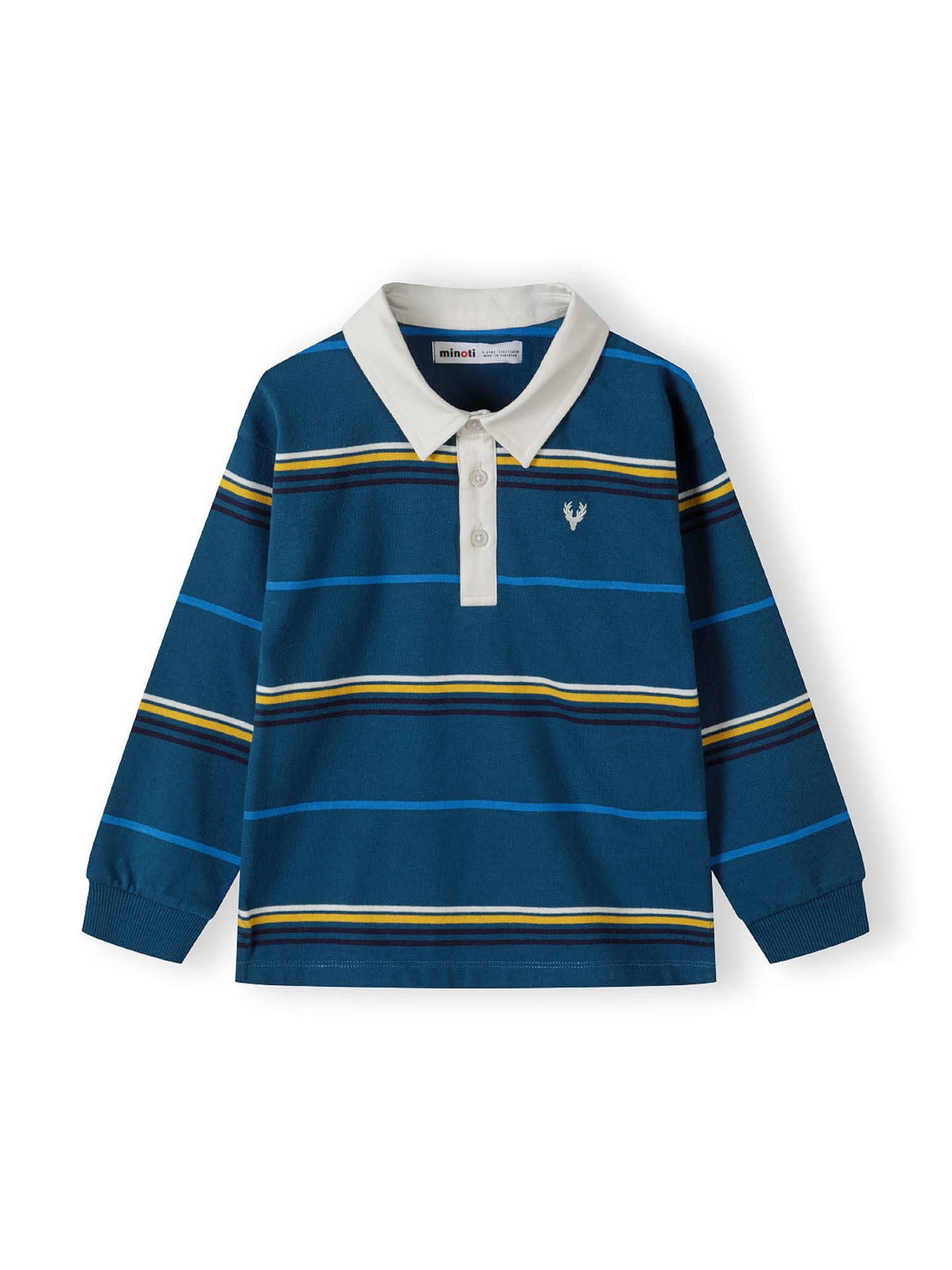 MINOTI Poloshirt Gestreiftes Langarmshirt mit Kragen und Stickerei (2y-14y) weißer Kragen – Bild 2 von 4
