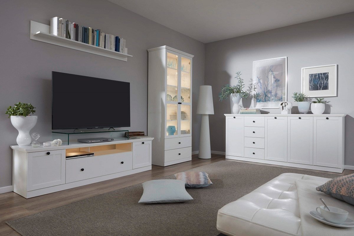 trendteam Vitrine Vitrine Baxter, Landhausstil, weiß, ohne Beleuchtung
