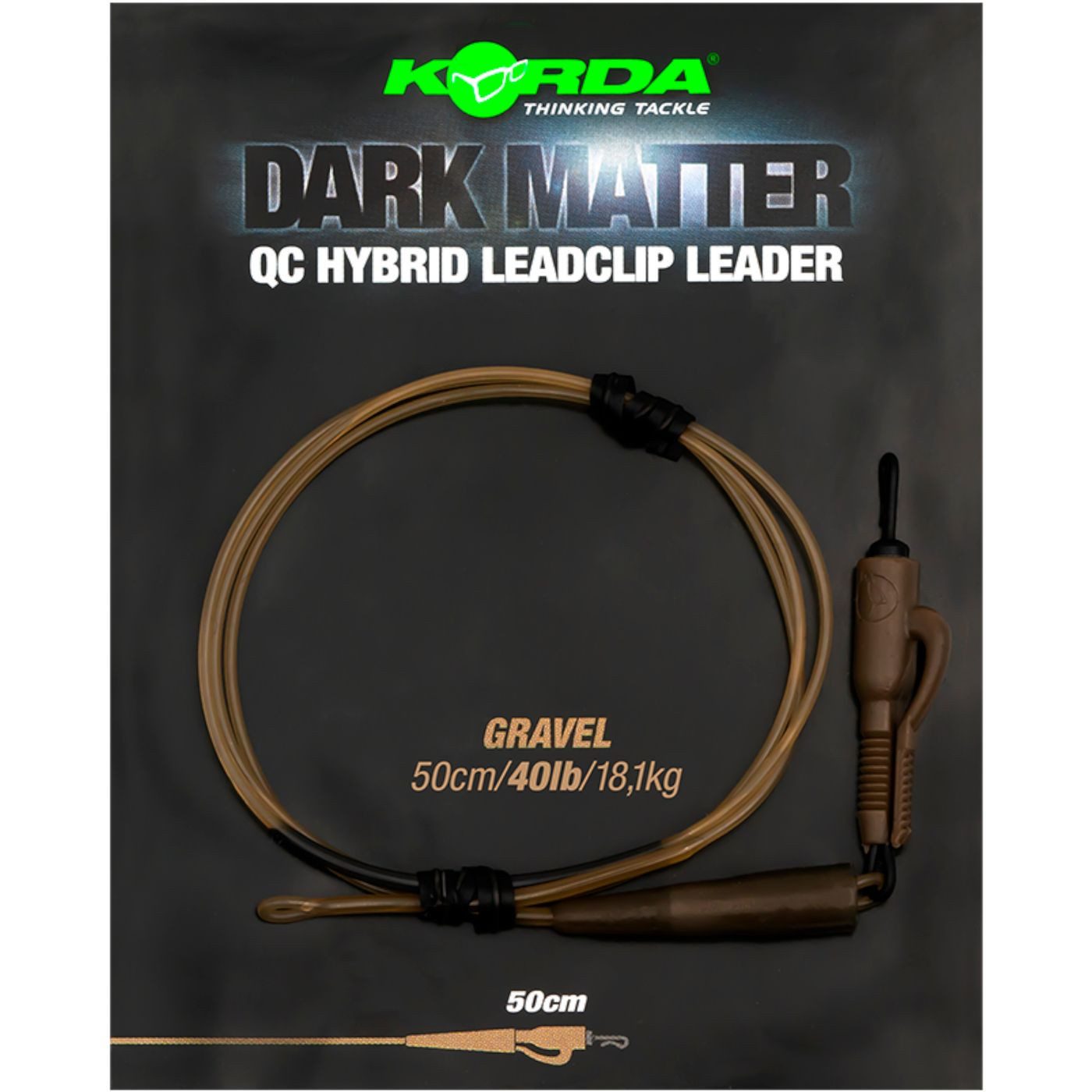 Korda Vorfachschnur Korda 50cm 40lb Dark Matter Leader QC Hybrid Clip - Karpfenvorfach, (1-St)