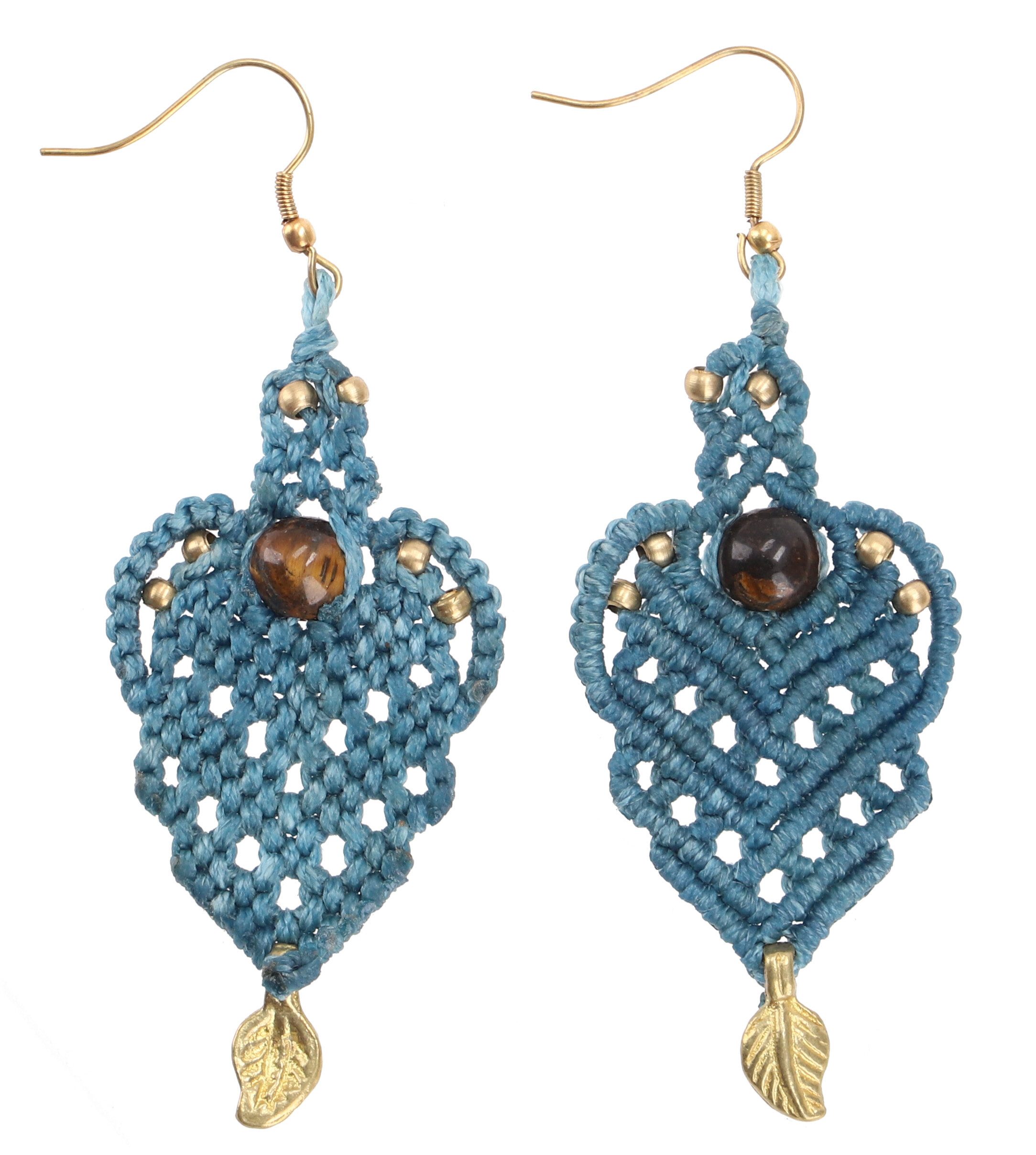 Guru-Shop Paar Ohrhänger Makramee Ohrringe, Festival Schmuck - Modell 15