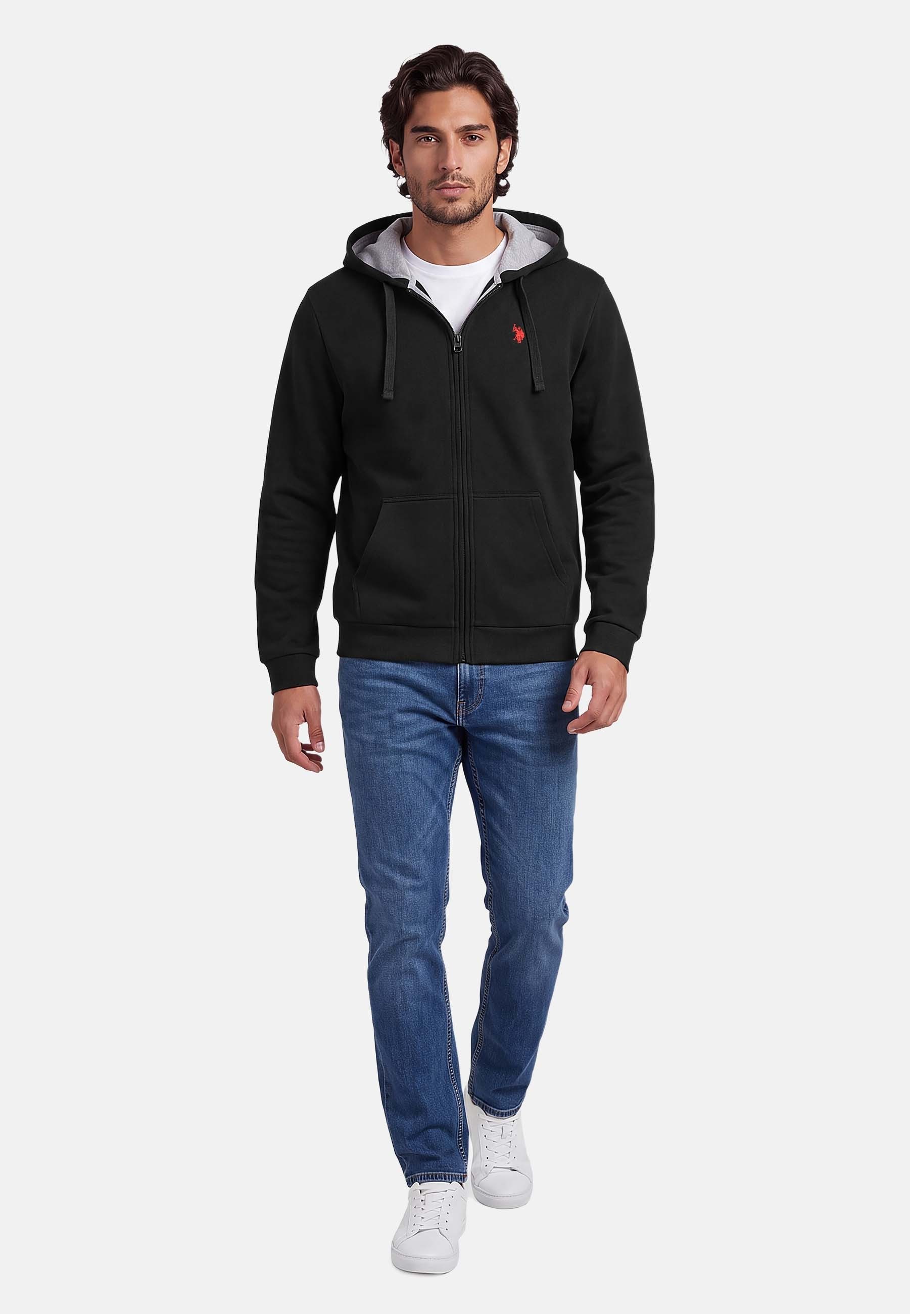 U.S. Polo Assn. Sweatjacke mit Kordelkapuze und gesticktem Brustlogo Leichte Hoodie-Jacke mit weicher Innenseite und geteilter Bauchtasche – Bild 3 von 5