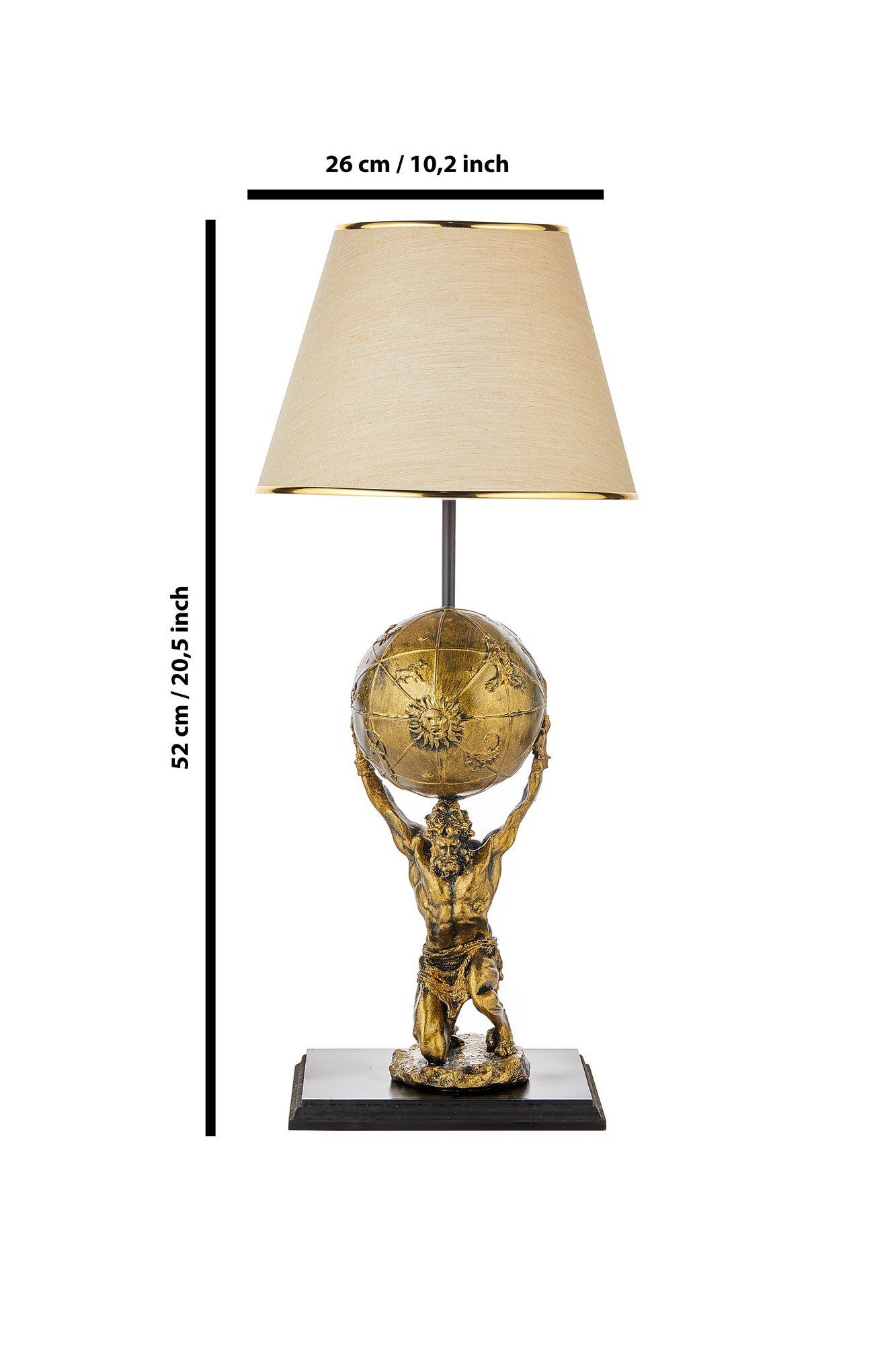 Opviq Schreibtischlampe PLY127FLH, Holzbasis 25 cm, Gold,Beige