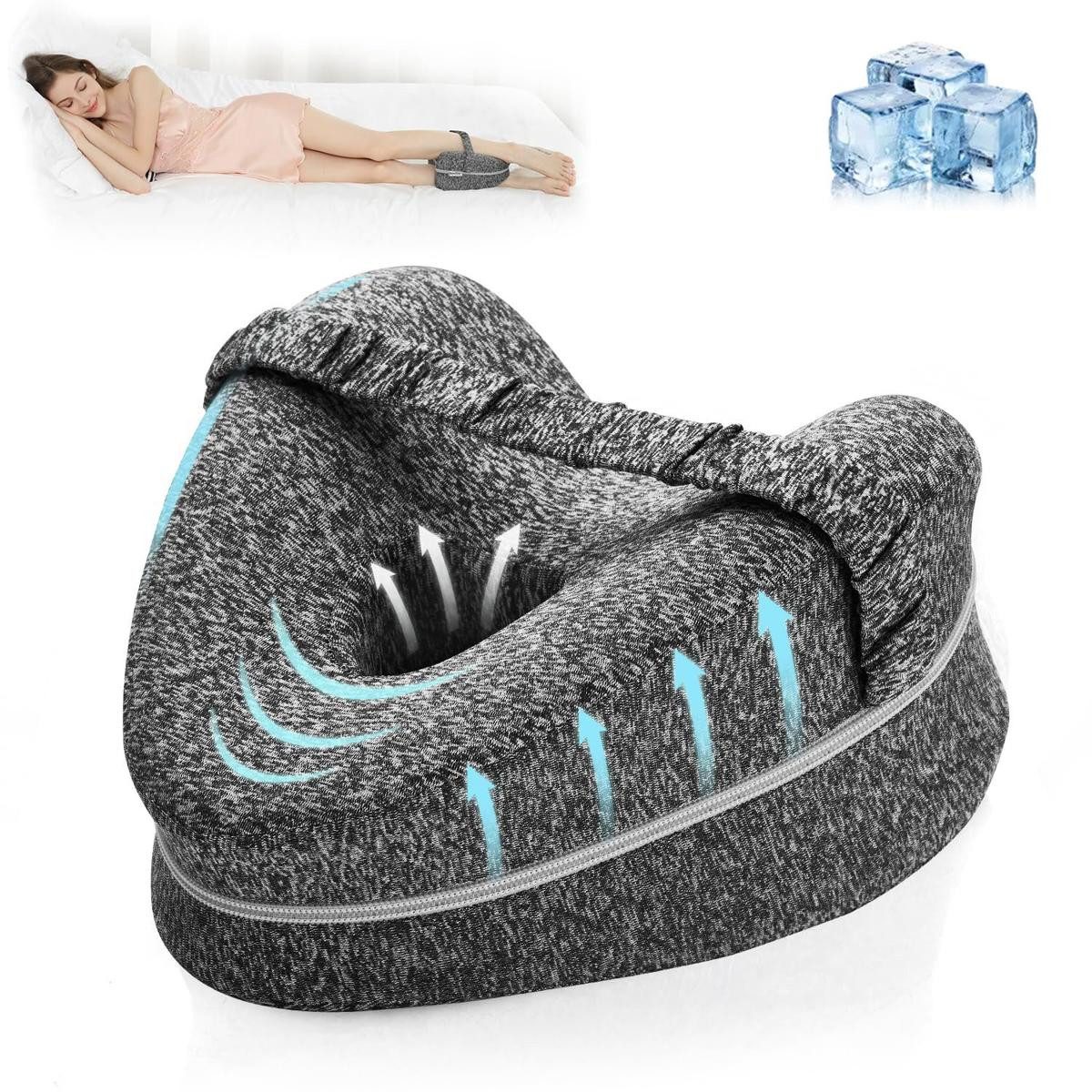 LOVONLIVE Kniekissen Orthopädisches Beinkissen mit Gurt – Ideal für Seitenschläfer, (Perfekte Passform für Seitenschläfer – Entlastung von Beinen & Hüfte, 1-St., mit Atmungsaktivem, Weichem Bezug – Waschbar und Langlebig), Ergonomische Herzform mit Elastischem Gurt gegen Verrutschen