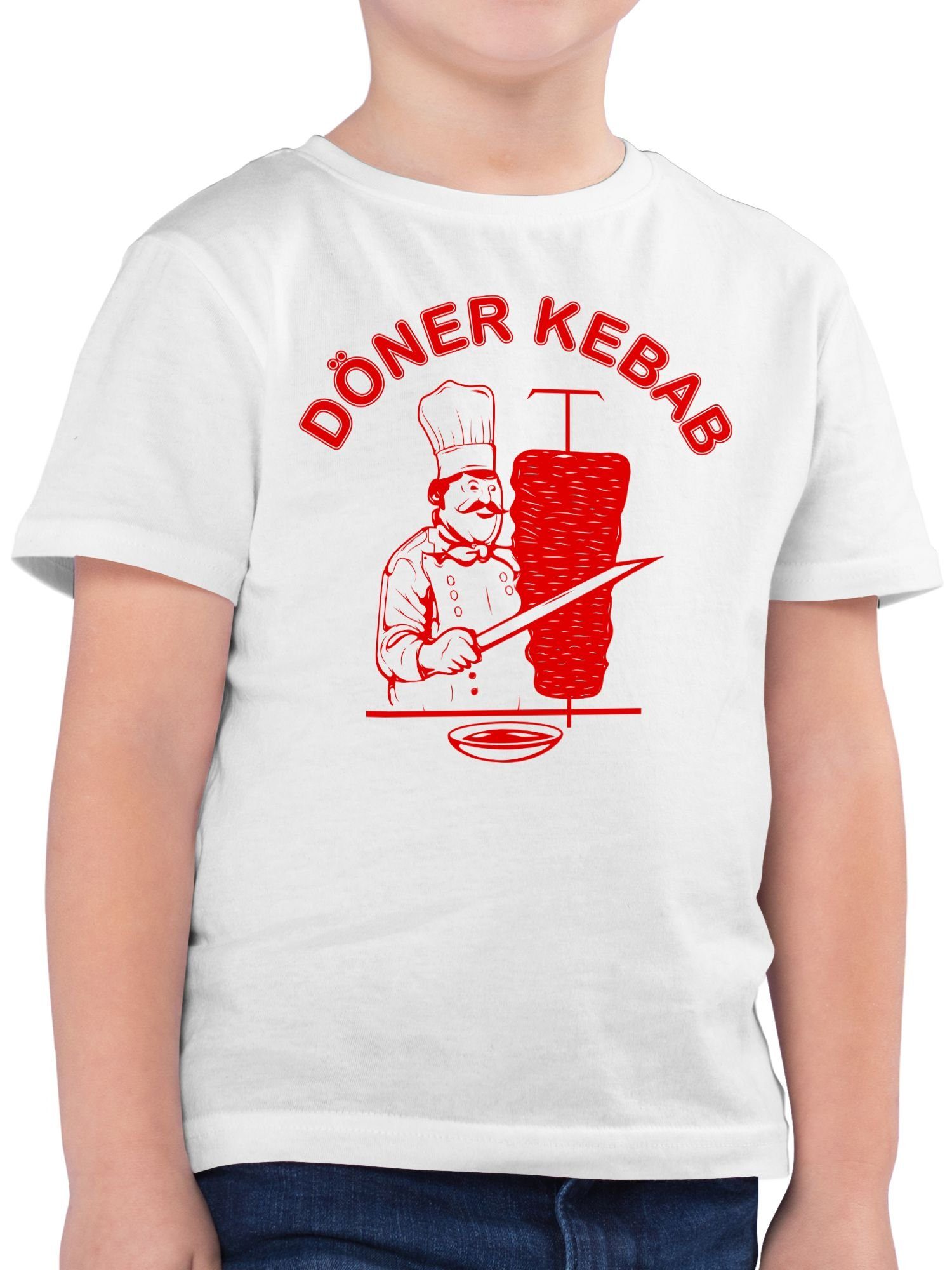 Shirtracer T-Shirt Original 1 & Döner Weiß Fasching Logo Kebab Karneval