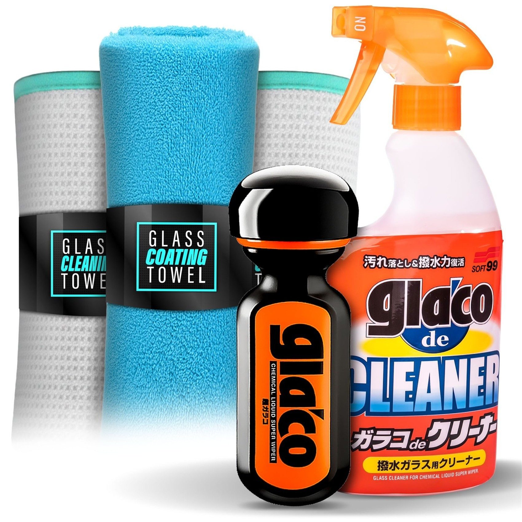 detailmate Soft99 Glaco Set - Glasreiniger + Glasversieglung + Zubehör Glasreiniger (5-St)