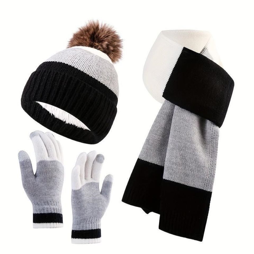 Coonoor Mütze & Schal Kinder Winter-Set aus Strickmütze, Schal und Handschuhen Winter-Wärme-Dreiteiler