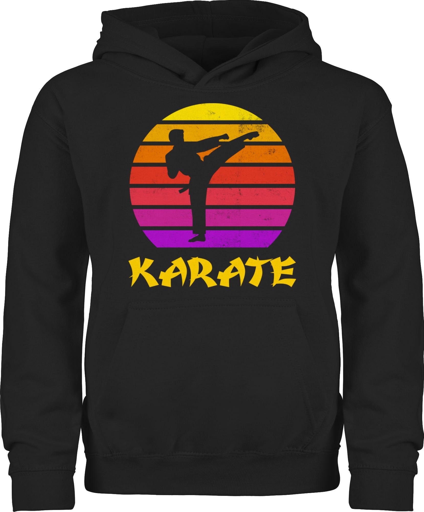 Shirtracer Hoodie Karate Retro Sonne Kinder Sport Kleidung 2 Schwarz