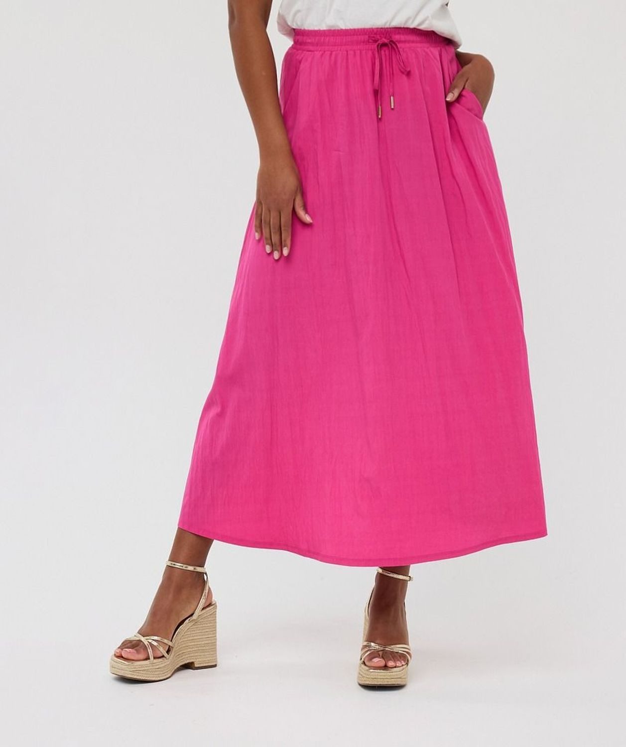 Esqualo Sommerrock Esqualo langer A-Linen-Rock Pink günstig online kaufen