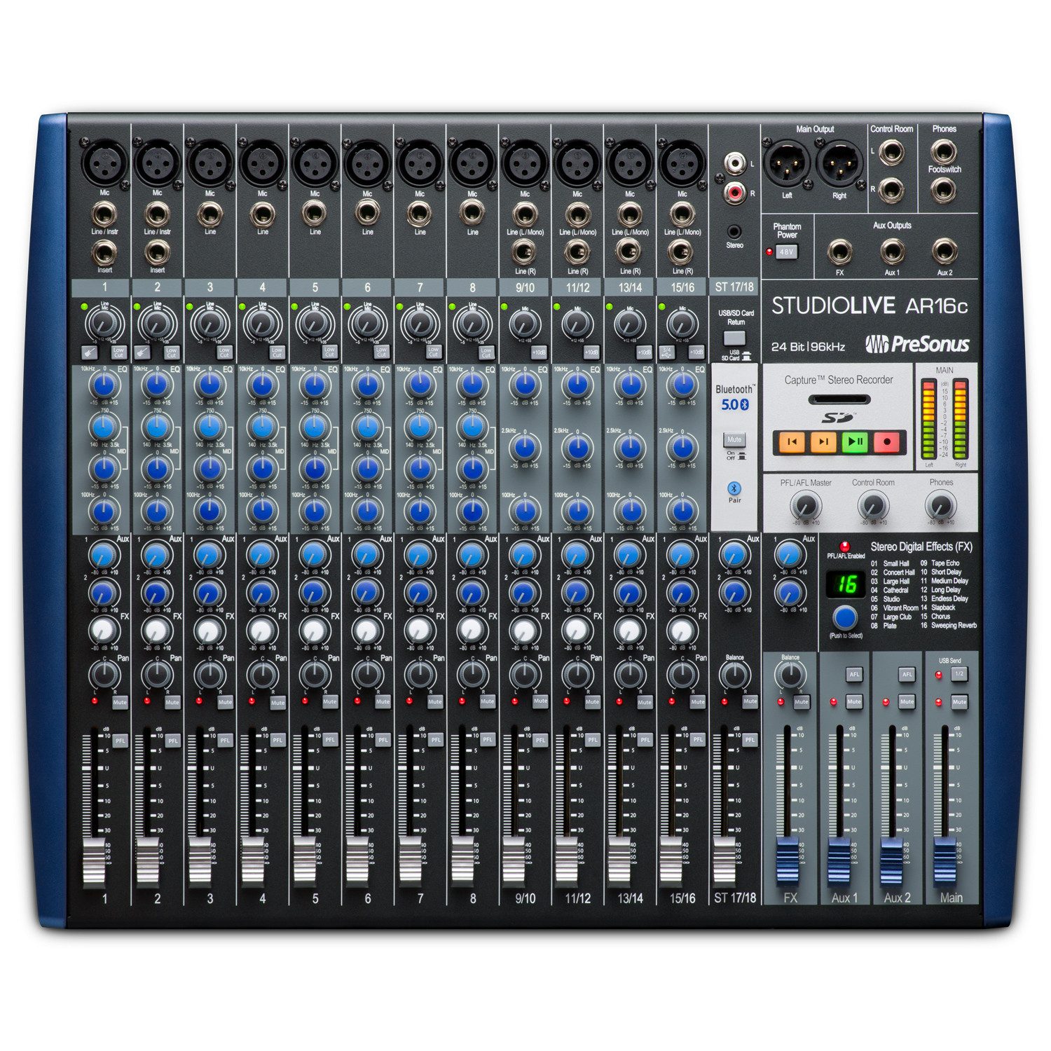 Presonus Mischpult AR16c, (Studiolive, 18-Kanal), Hybrid-Mixer mit analoger Schaltung und digitalen Features