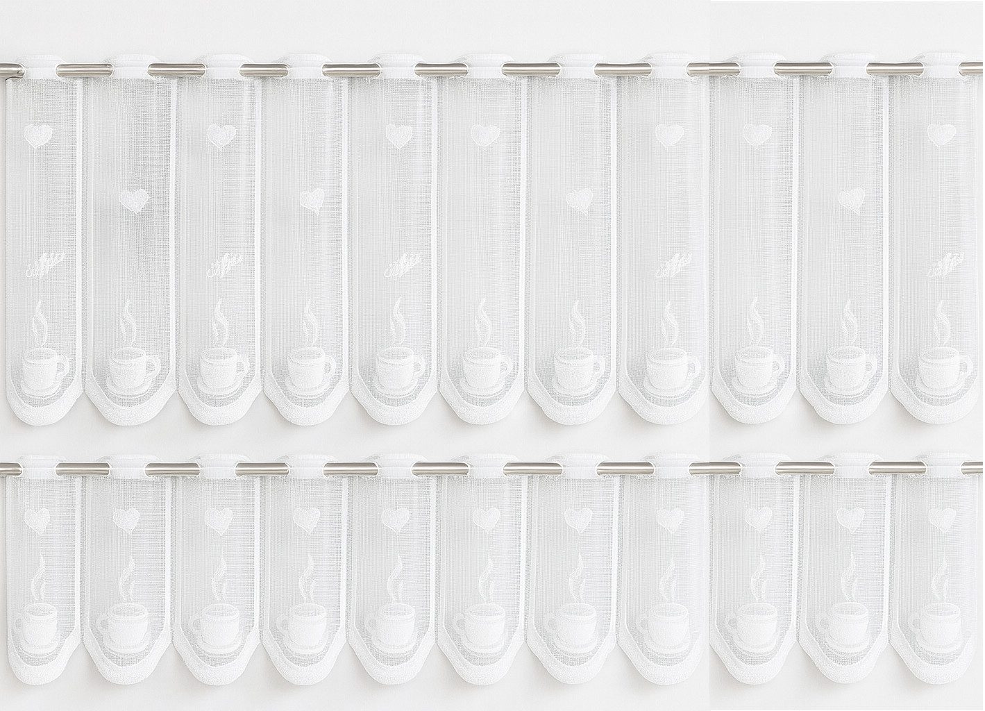 Clever-Kauf-24 Scheibengardine Bistro-Set Scheibengardine 2343 Set 2 tlg. weiß Kaffee (2 St), Ösen, halbtransparent, Store