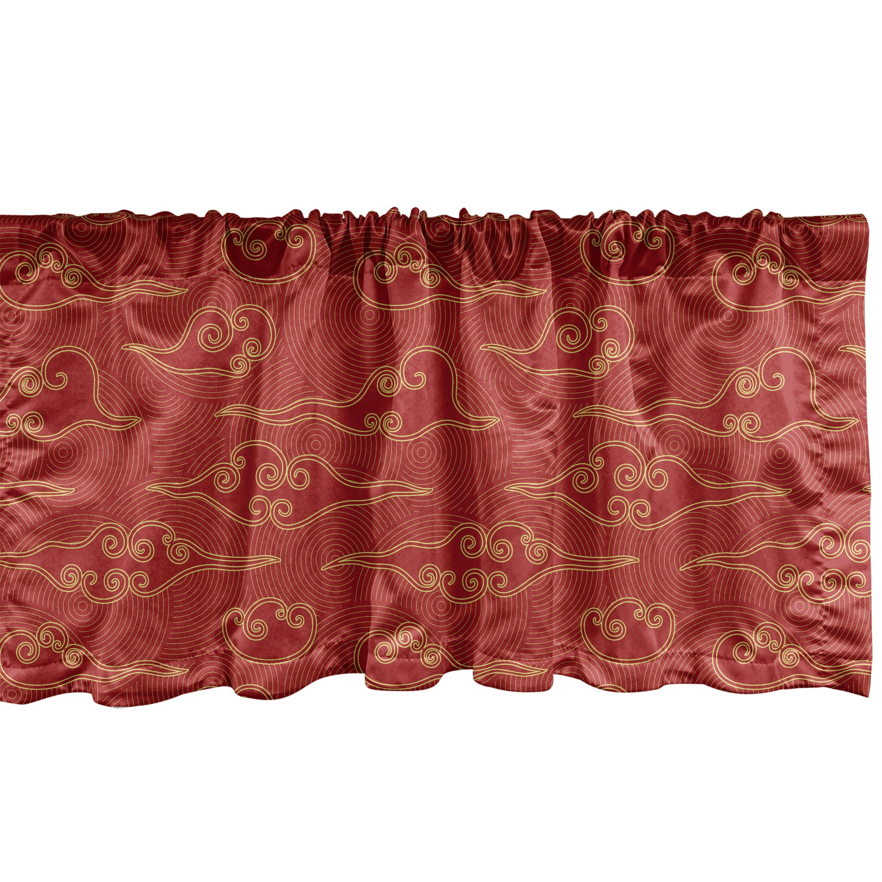 Scheibengardine Vorhang Volant für Küche Schlafzimmer Dekor mit Stangentasche, Abakuhaus, Microfaser, asiatisch Far Eastern Folk Wolken Motiv