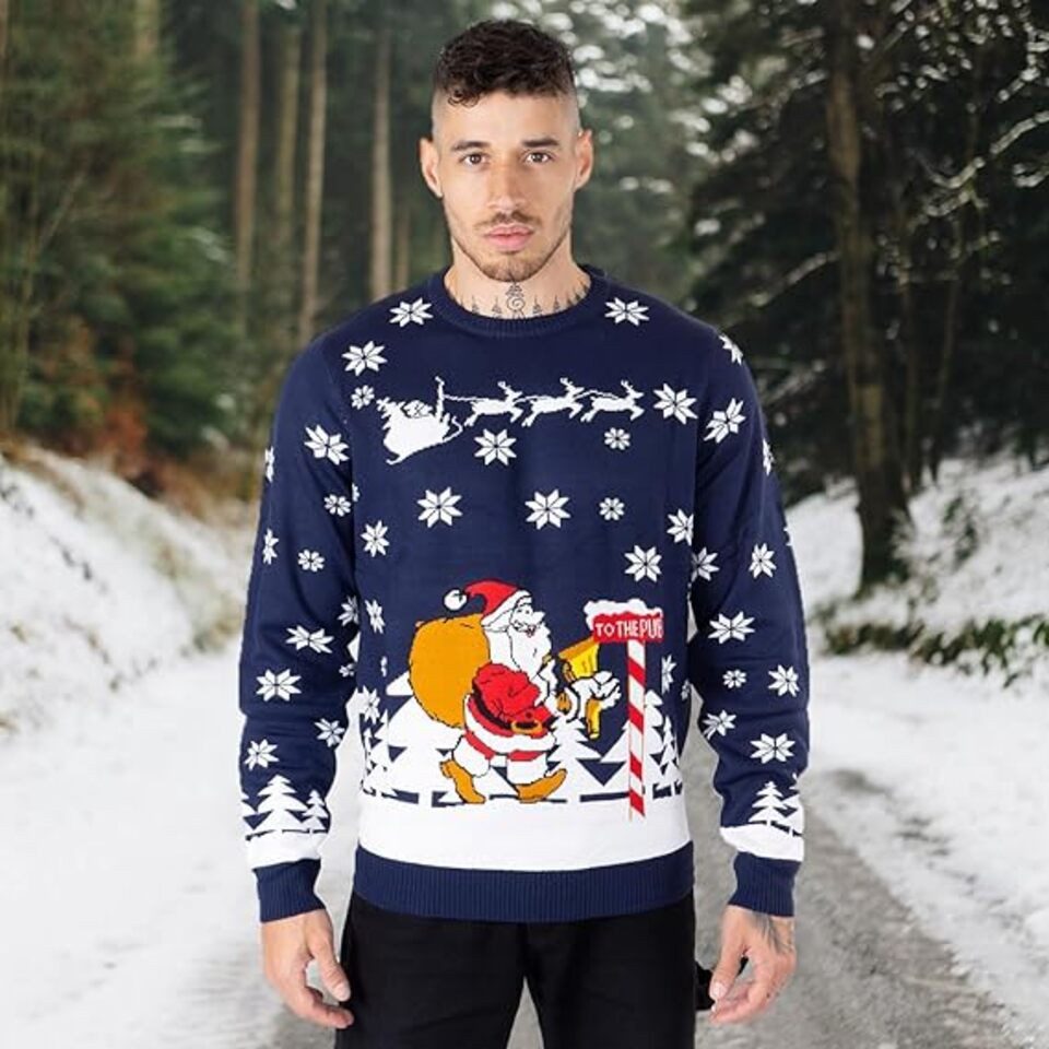 Weihnachtspullover Herren Weihnachtspullover Weihnachtsmann Santa Zum Pub