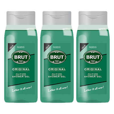 Brut Duschgel 3x BRUT ORIGINAL All In One Showergel Hair & Body Duschgel Haar & Kö
