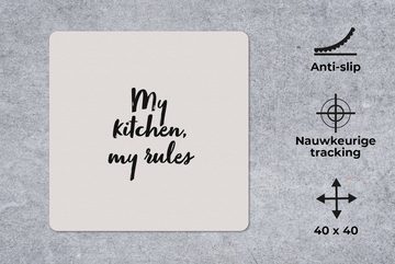 MuchoWow Gaming Mauspad Meine Küche, meine Regeln - Kulinarisches - Zitate - Sprichwörter - (1-St), Mousepad mit Rutschfester Unterseite, Gaming, 40x40 cm, XXL, Großes